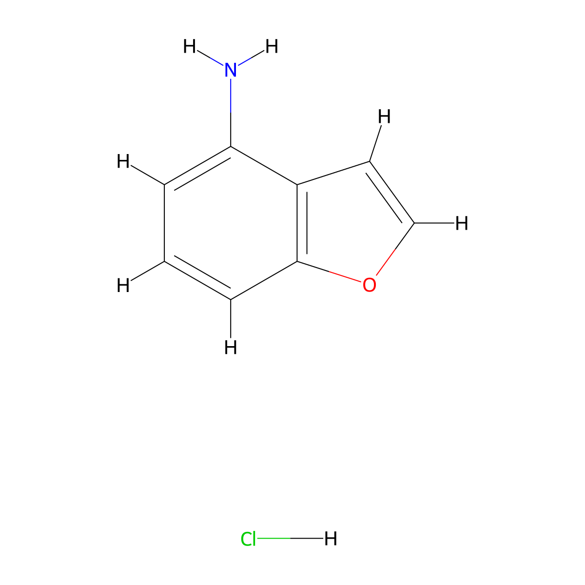 1-Benzofuran-4-amine hydrochloride molecular structure, CAS 1021871-64-6