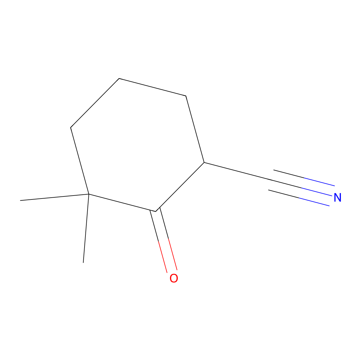 3,3-Dimethyl-2-oxocyclohexane-1-carbonitrile molecular structure, CAS 10219-83-7