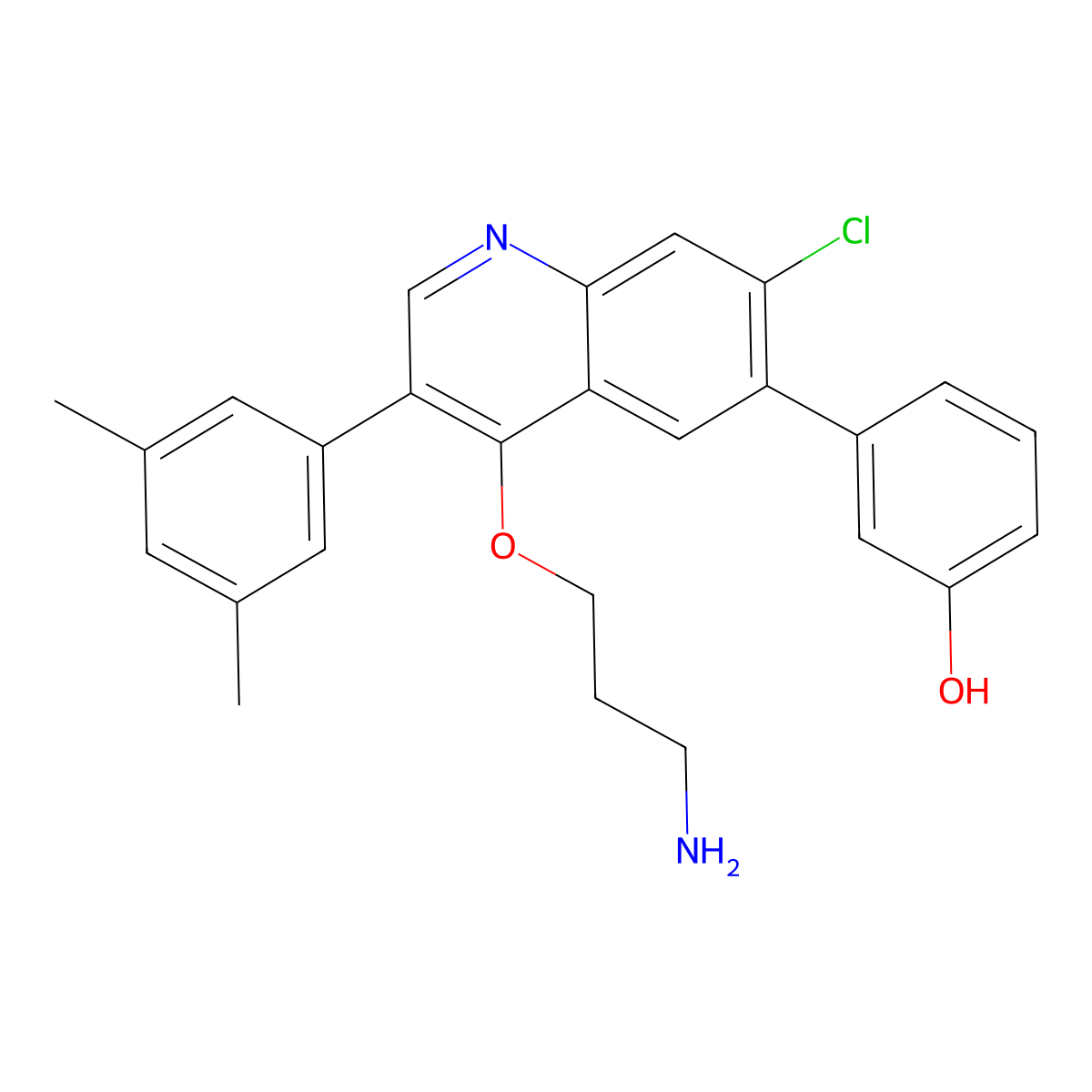 3-[4-(3-Aminopropoxy)-7-chloro-3-(3,5-dimethylphenyl)-6-quinolinyl]phenol molecular structure, CAS 1021912-42-4