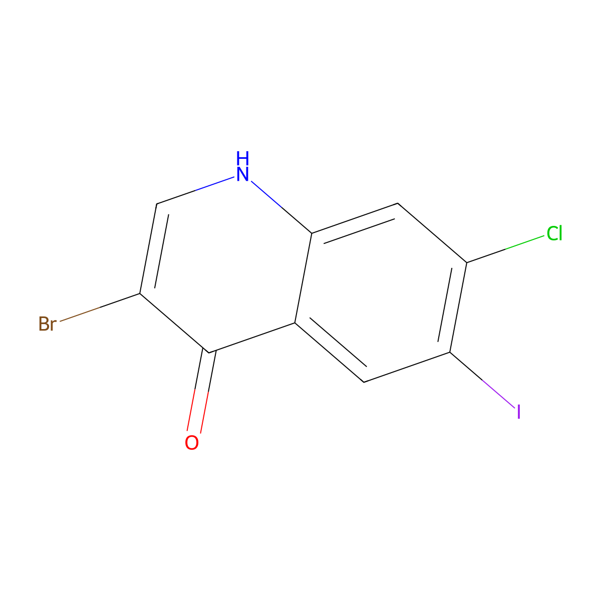 3-Bromo-7-chloro-6-iodoquinolin-4-OL molecular structure, CAS 1021913-04-1