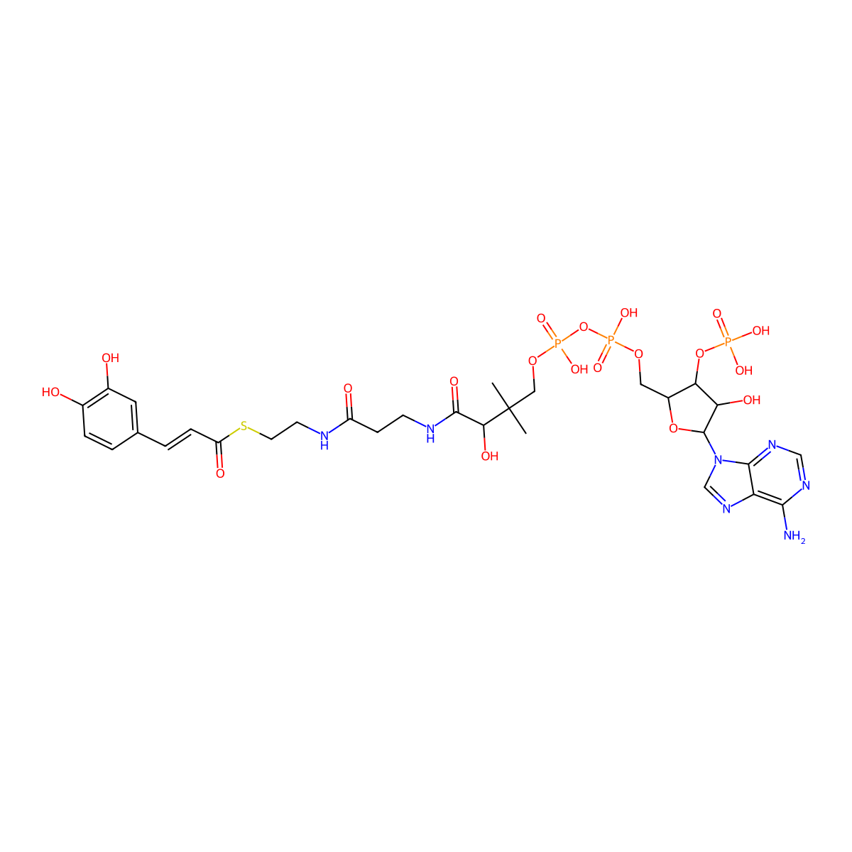 Coenzyme A, S-((2E)-3-(3,4-dihydroxyphenyl)-2-propenoate) molecular structure, CAS 1021913-49-4
