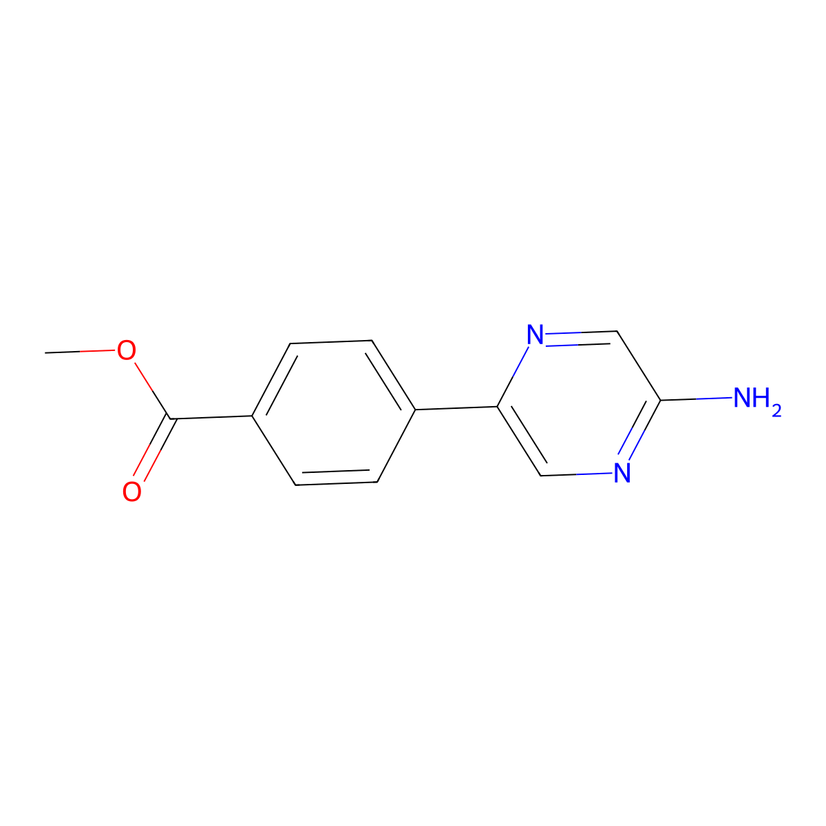 Methyl 4-(5-aminopyrazin-2-yl)benzoate molecular structure, CAS 1021918-64-8