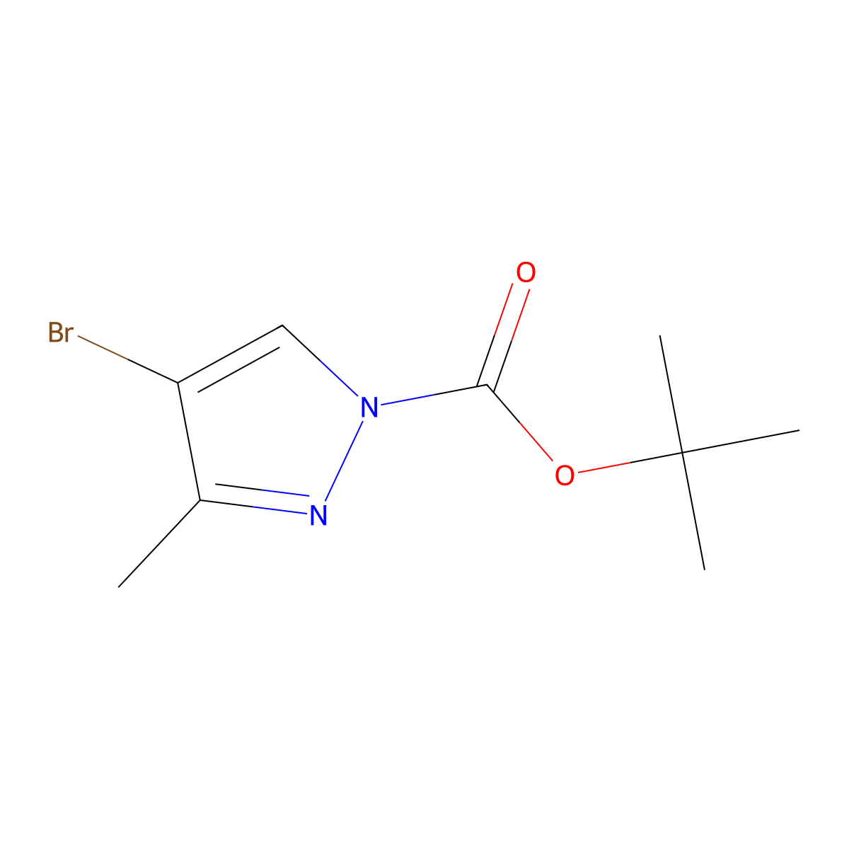 tert-Butyl 4-bromo-3-methyl-1H-pyrazole-1-carboxylate molecular structure, CAS 1021919-24-3