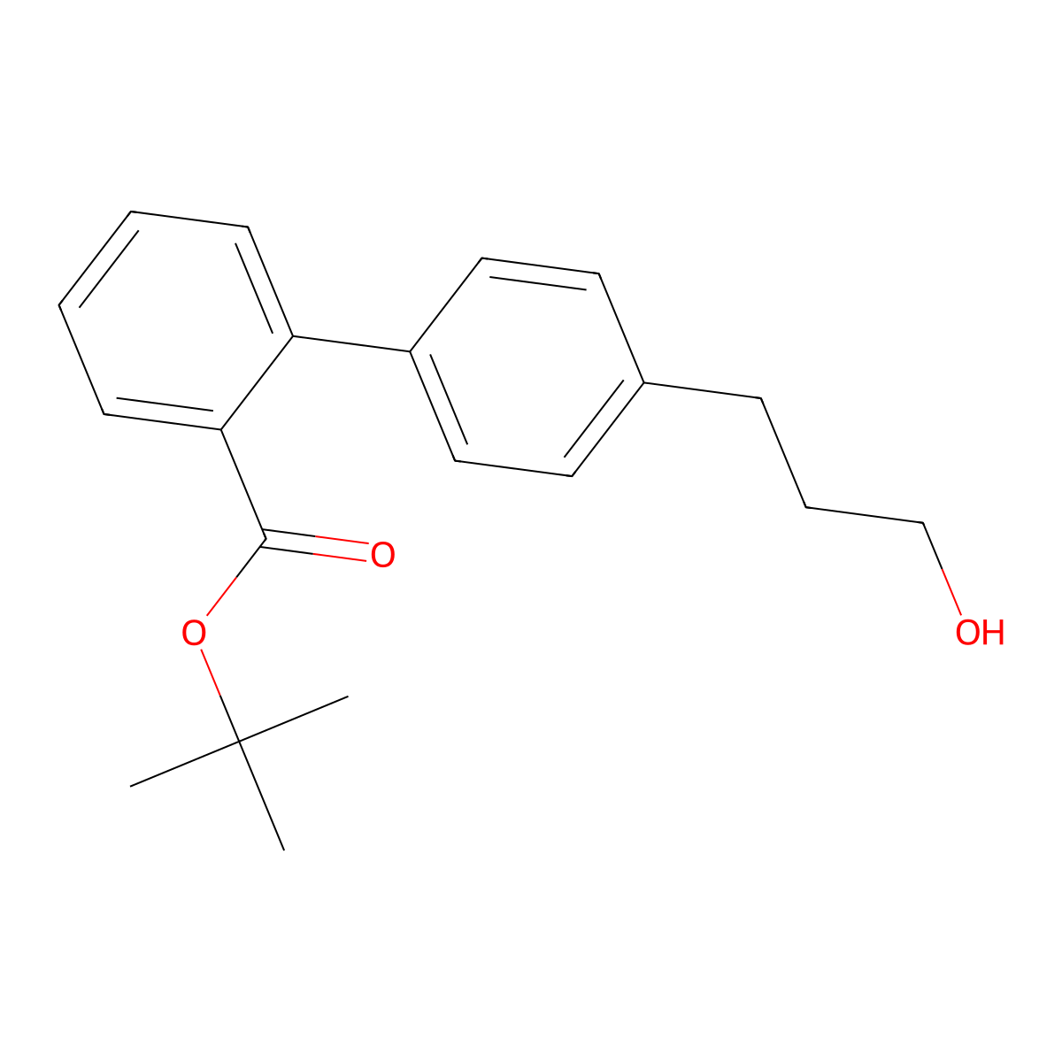 Tert-butyl 4'-(3-hydroxypropyl)biphenyl-2-carboxylate molecular structure, CAS 1021938-79-3