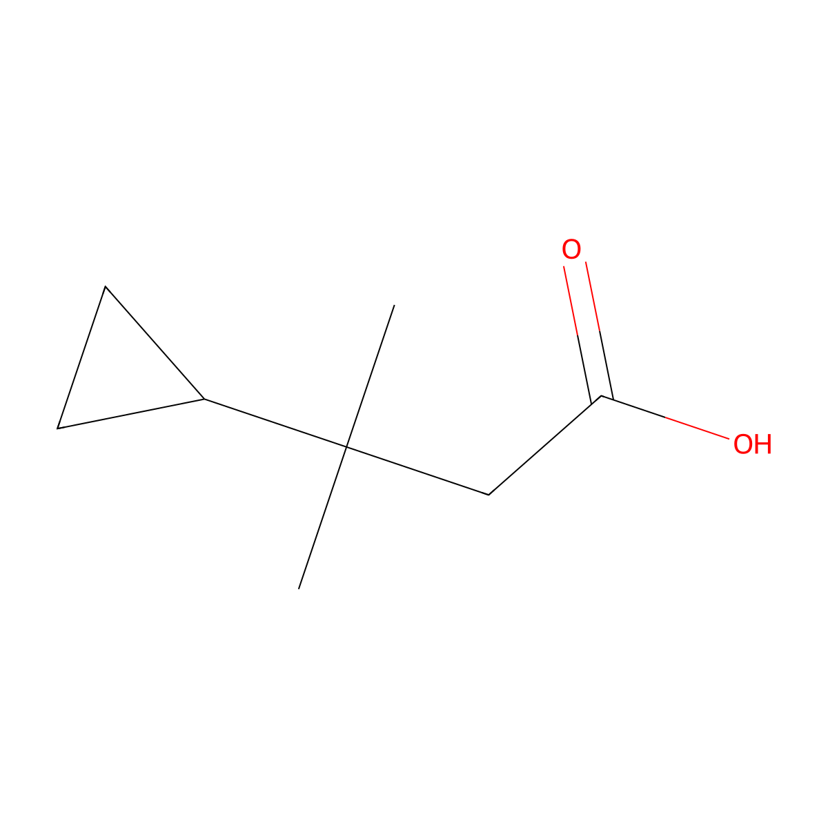 3-Cyclopropyl-3-methylbutanoic acid molecular structure, CAS 1021939-05-8