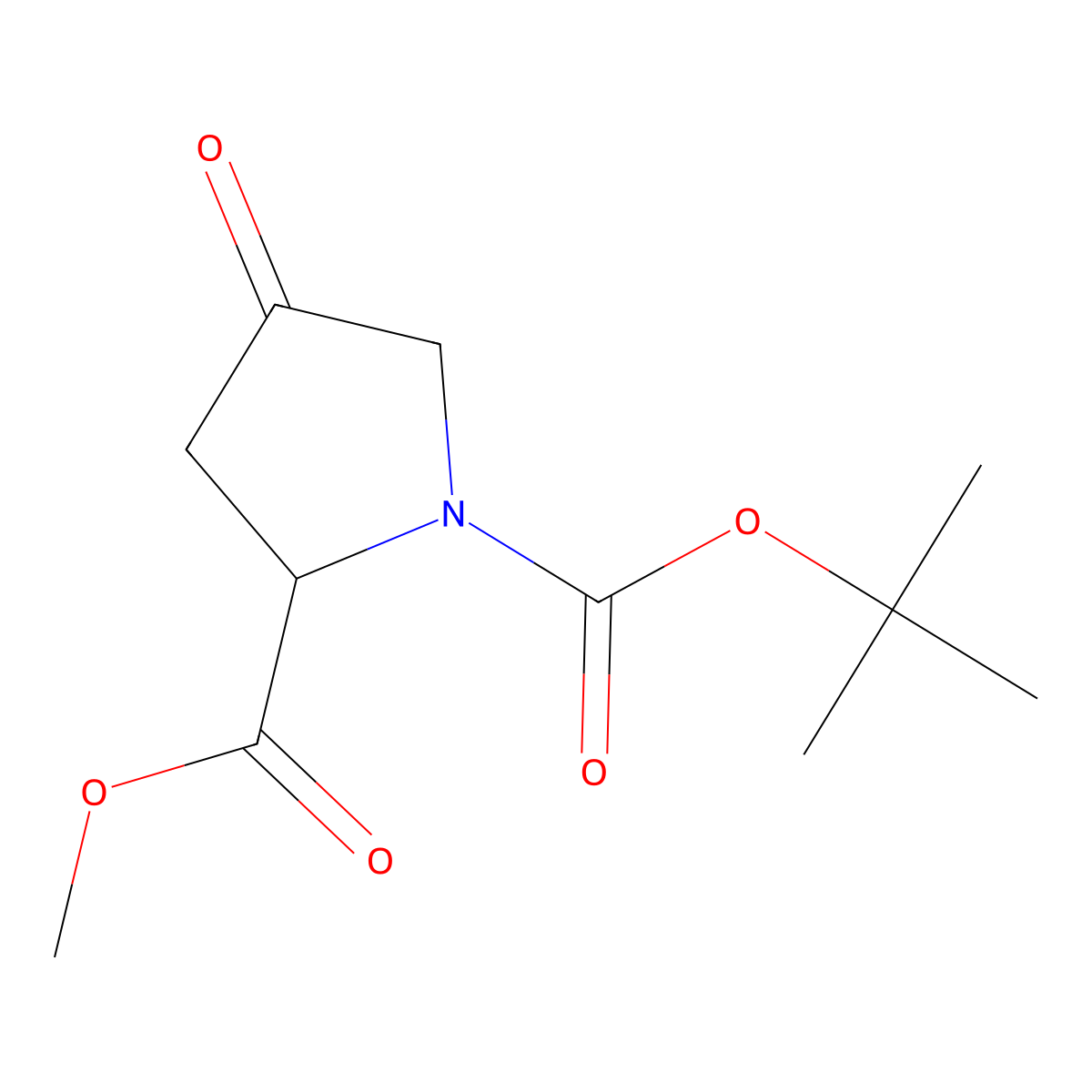 1-tert-butyl 2-methyl (2S)-4-oxopyrrolidine-1,2-dicarboxylate molecular structure, CAS 102195-80-2