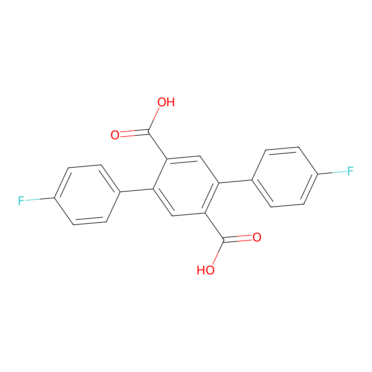 4,4''-Difluoro[1,1':4',1''-terphenyl]-2',5'-dicarboxylic acid molecular structure, CAS 1021957-30-1