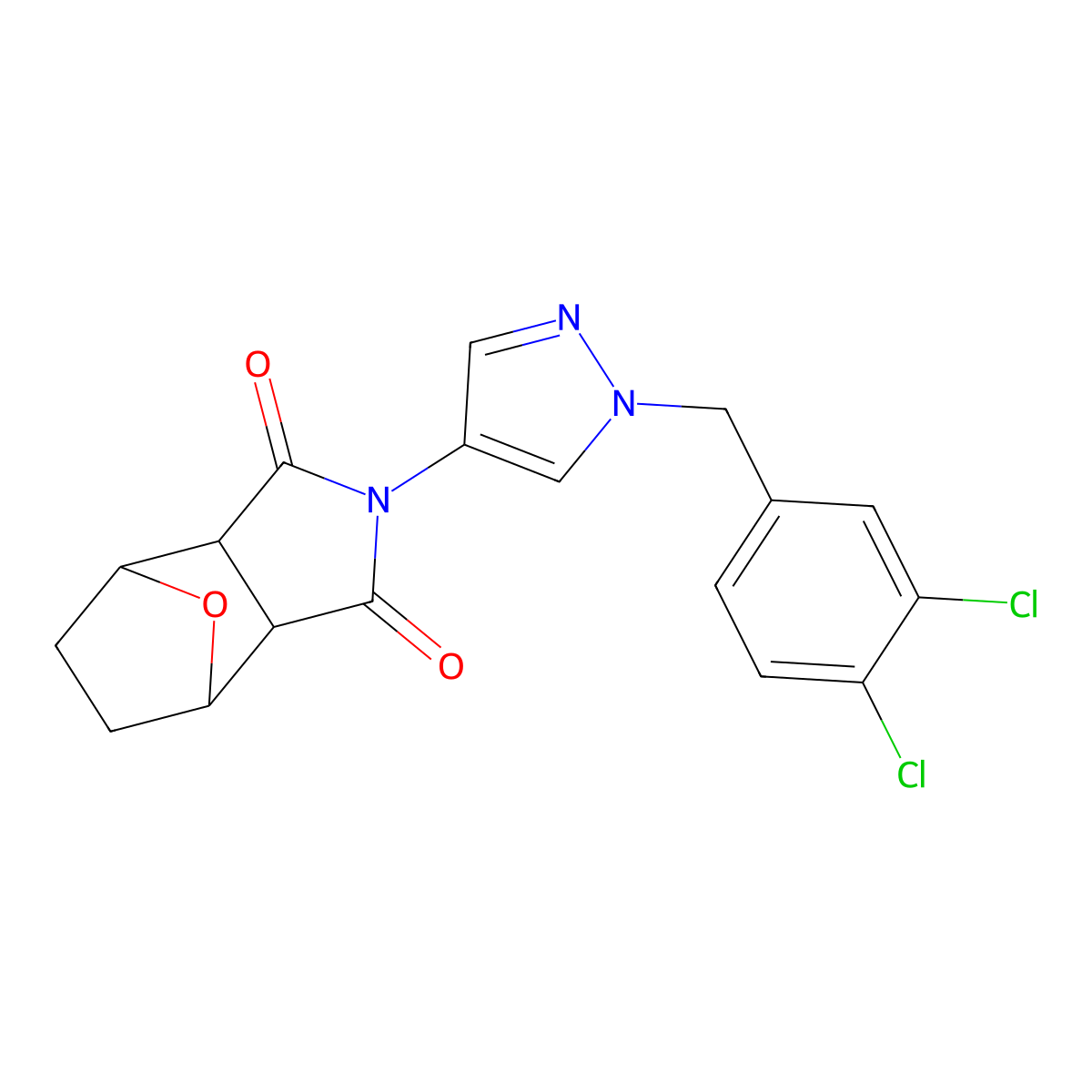 2-[1-(3,4-dichlorobenzyl)-1H-pyrazol-4-yl]hexahydro-1H-4,7-epoxyisoindole-1,3(2H)-dione molecular structure, CAS 1021995-71-0