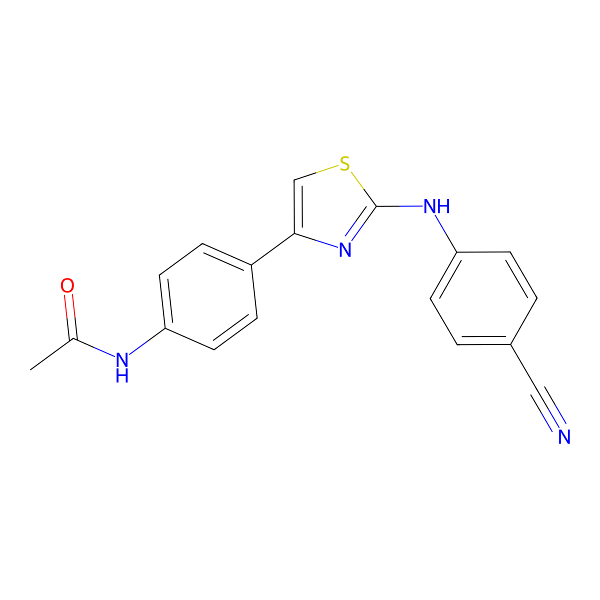 N-(4-{2-[(4-cyanophenyl)amino]-1,3-thiazol-4-yl}phenyl)acetamide molecular structure, CAS 1021996-57-5
