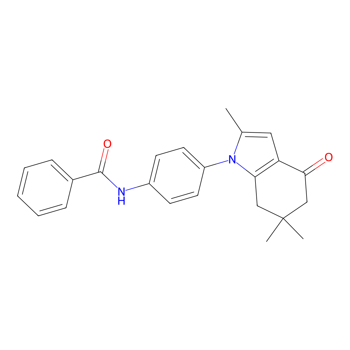 N-[4-(2,6,6-trimethyl-4-oxo-5,7-dihydroindol-1-yl)phenyl]benzamide molecular structure, CAS 1021998-59-3