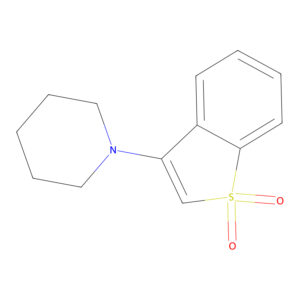 Piperidine, 1-(1,1-dioxidobenzo[b]thien-3-yl)- molecular structure, CAS 1022-19-1