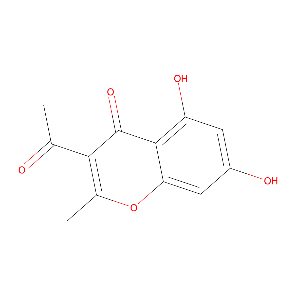 4H-1-Benzopyran-4-one, 3-acetyl-5,7-dihydroxy-2-methyl- molecular structure, CAS 1022-78-2