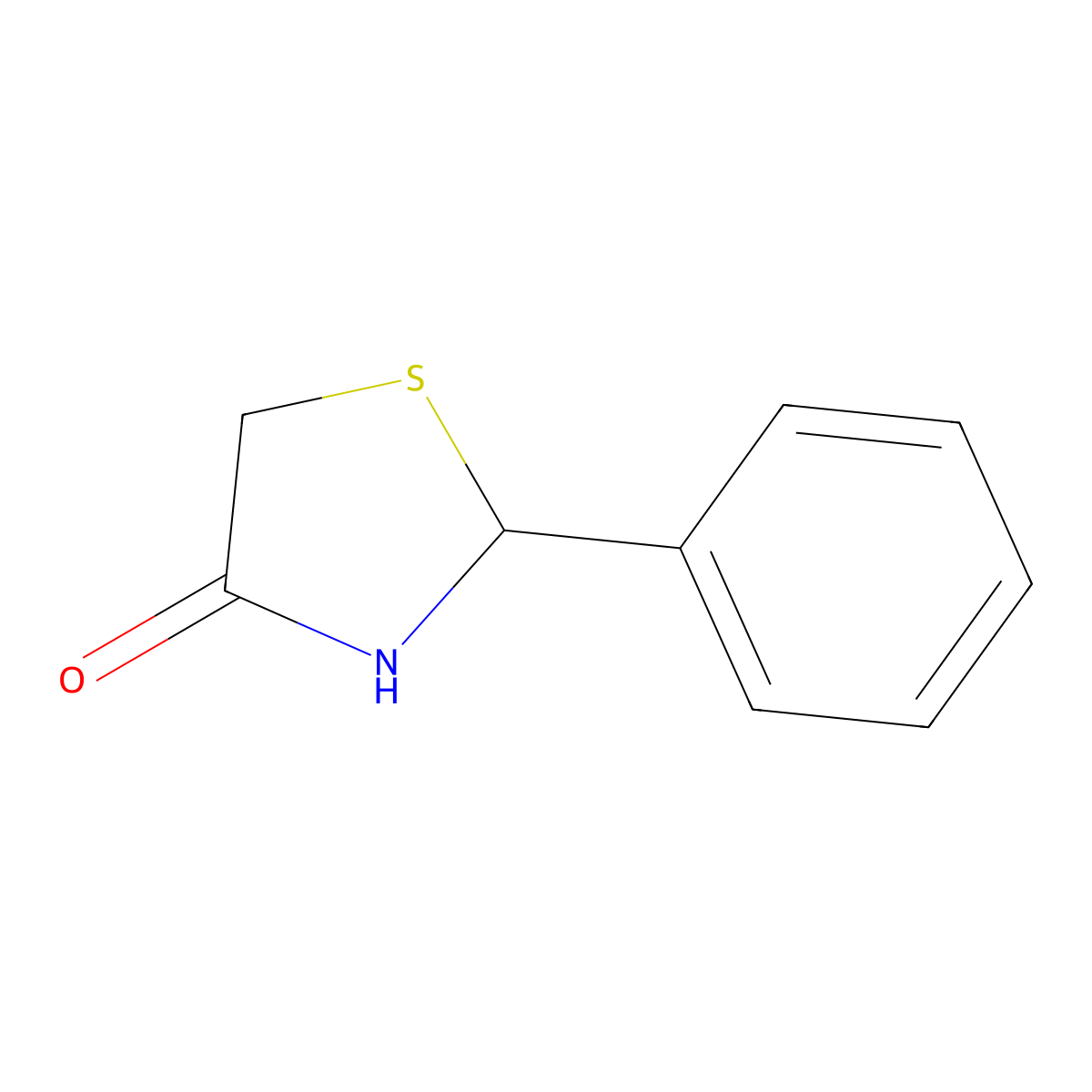 2-Phenyl-1,3-thiazolidin-4-one molecular structure, CAS 10220-27-6