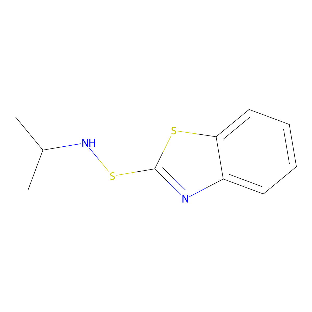 2-Benzothiazolesulfenamide, N-(1-methylethyl)- molecular structure, CAS 10220-34-5