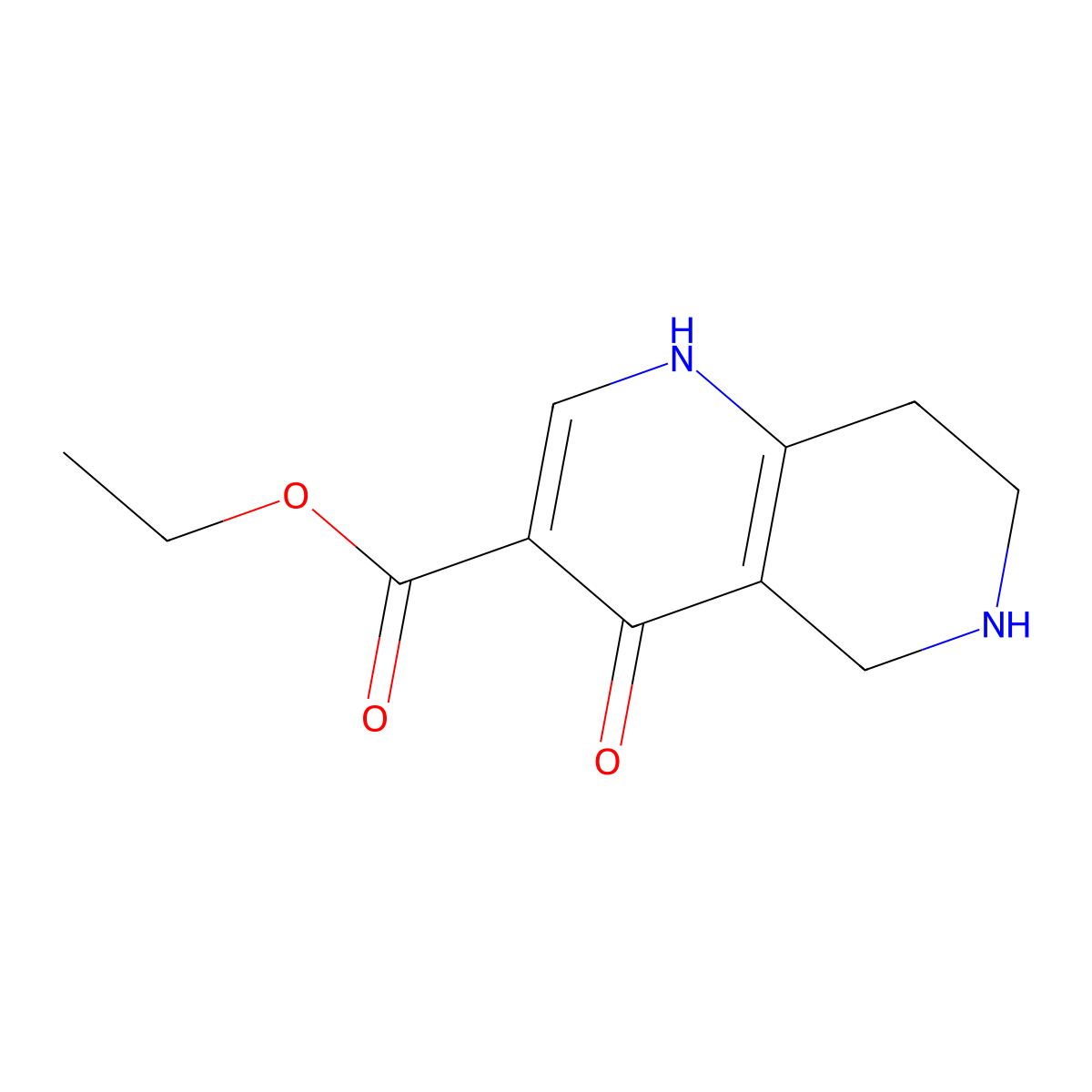 Ethyl 4-hydroxy-5,6,7,8-tetrahydro-1,6-naphthyridine-3-carboxylate molecular structure, CAS 102200-78-2