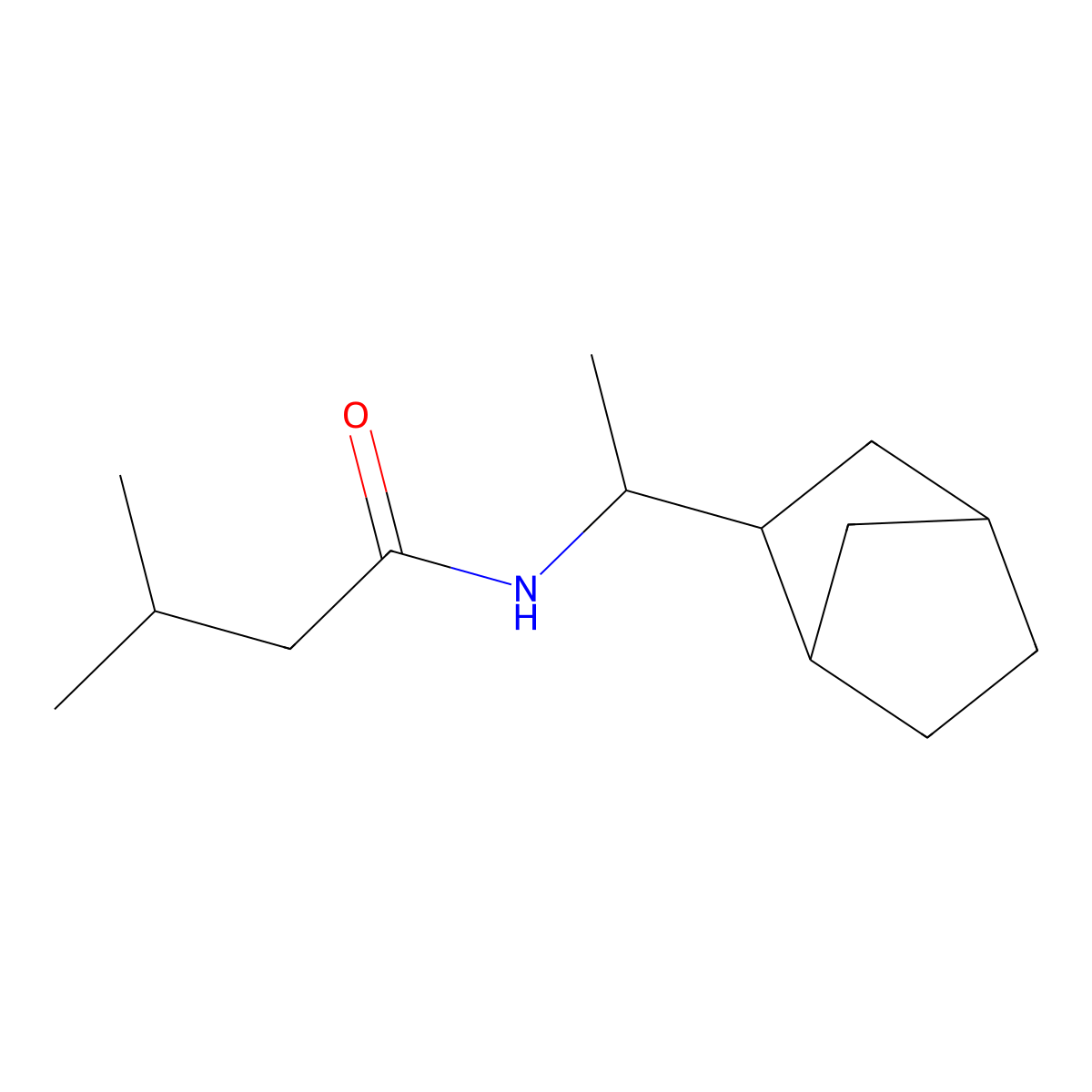 N-[1-(bicyclo[2.2.1]hept-2-yl)ethyl]-3-methylbutanamide molecular structure, CAS 1022007-19-7
