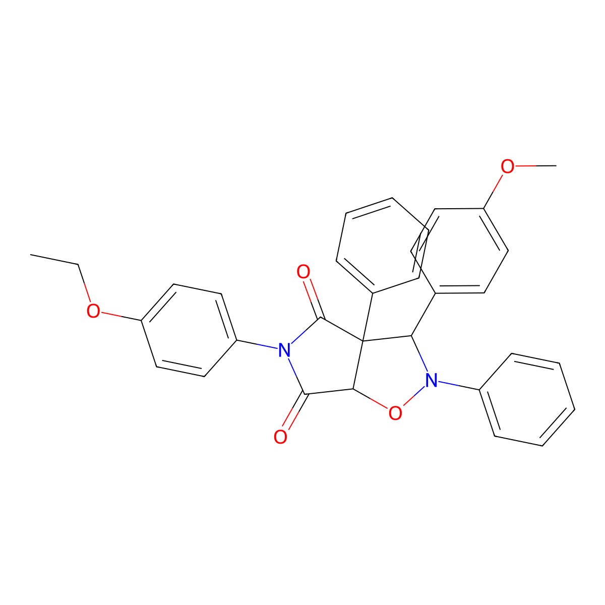 5-(4-ethoxyphenyl)-3-(4-methoxyphenyl)-2,3a-diphenyldihydro-2H-pyrrolo[3,4-d][1,2]oxazole-4,6(3H,5H)-dione molecular structure, CAS 1022008-12-3