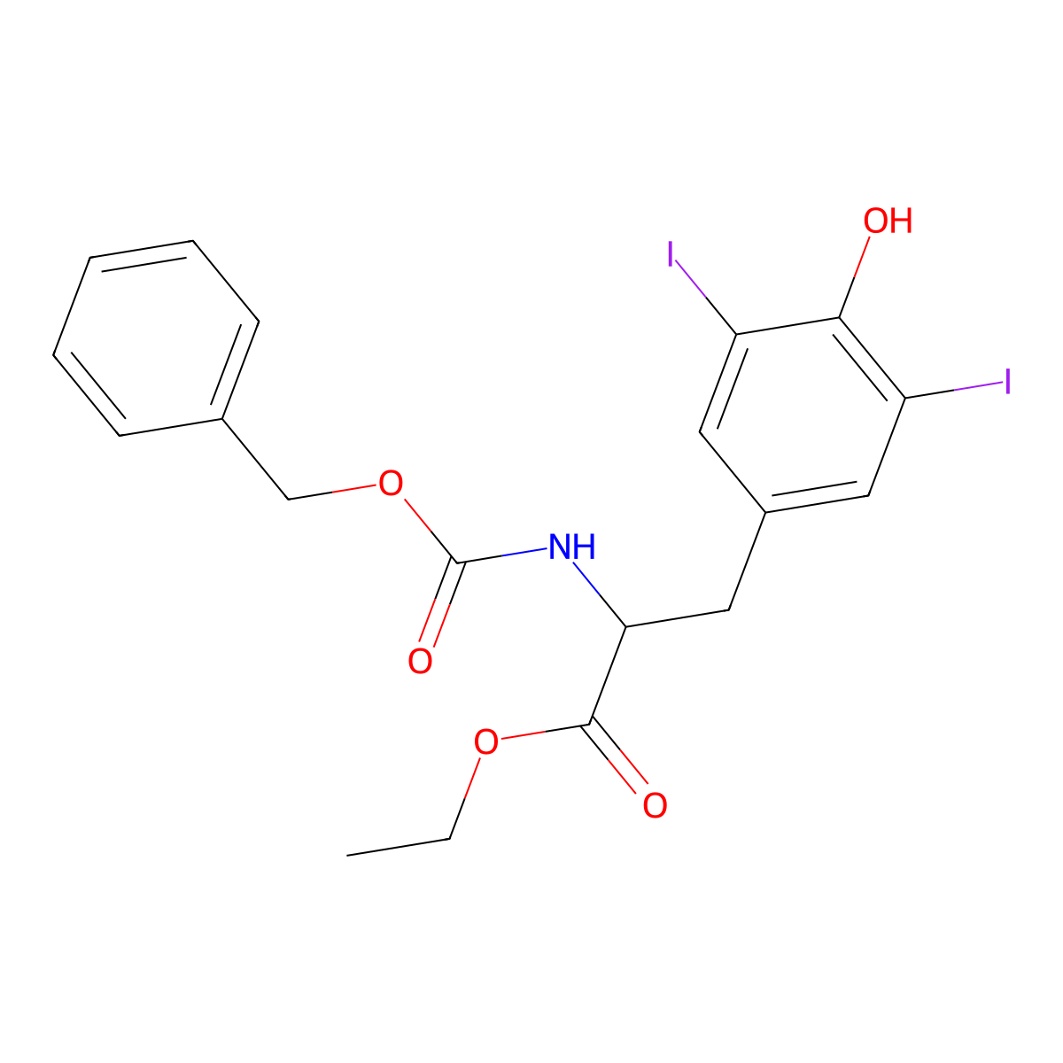 Z-Tyr(3,5-I2)-oet molecular structure, CAS 102202-92-6