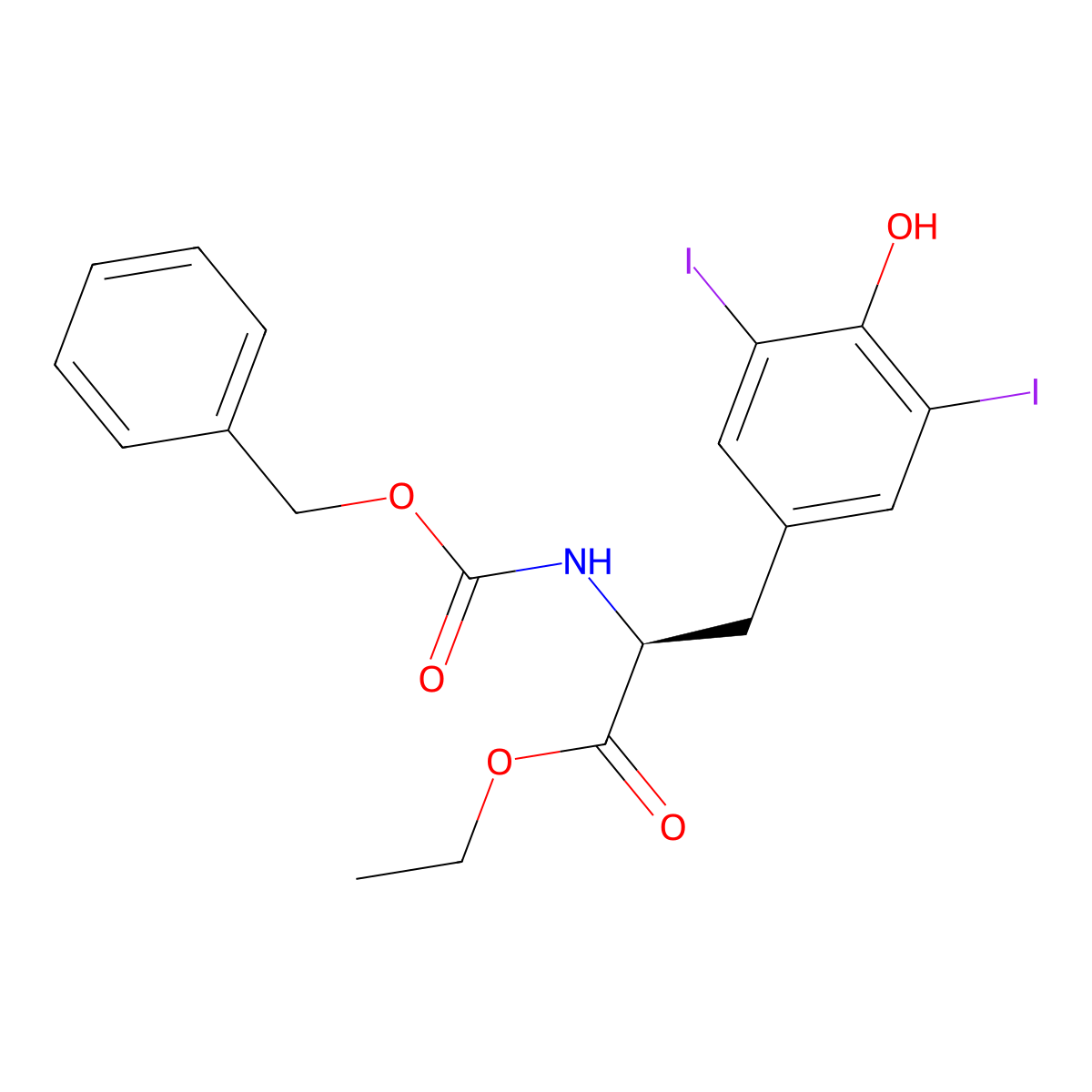 Z-Tyr(3,5-I2)-oet molecular structure, CAS 102202-92-6