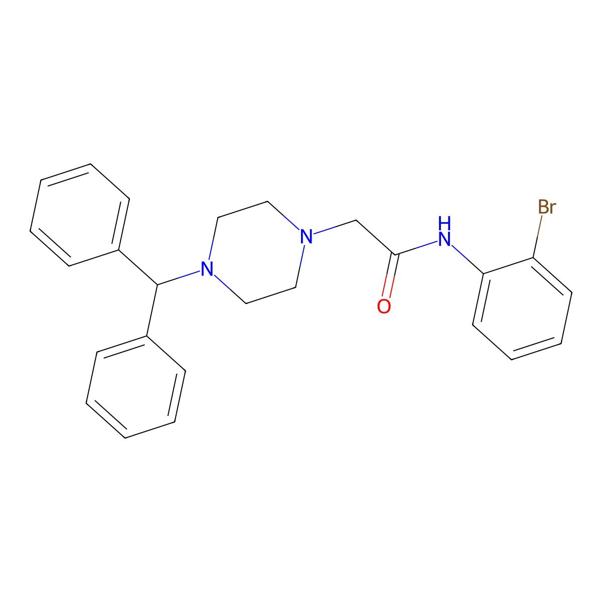 2-(4-benzhydrylpiperazin-1-yl)-N-(2-bromophenyl)acetamide molecular structure, CAS 1022023-22-8
