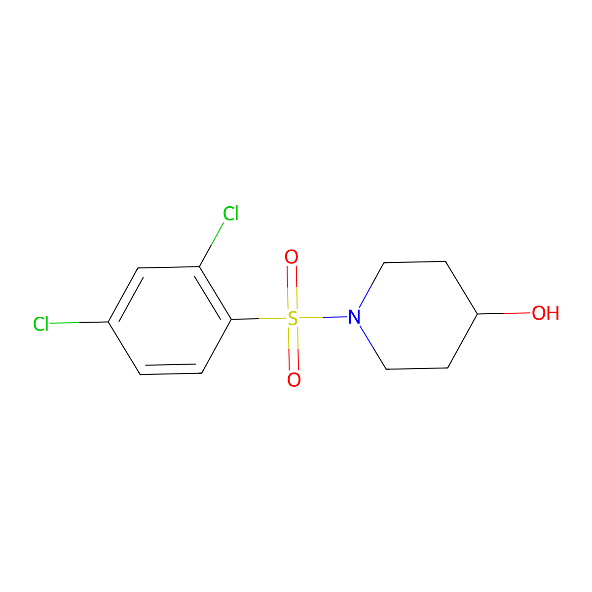 1-((2,4-Dichlorophenyl)sulfonyl)piperidin-4-ol molecular structure, CAS 1022024-04-9