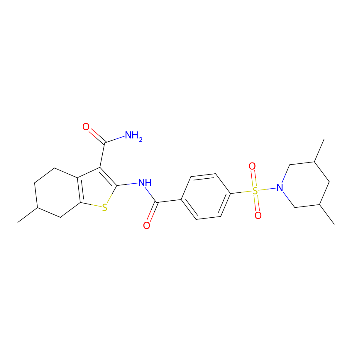 2-(4-((3,5-Dimethylpiperidin-1-yl)sulfonyl)benzamido)-6-methyl-4,5,6,7-tetrahydrobenzo[b]thiophene-3-carboxamide molecular structure, CAS 1022025-65-5