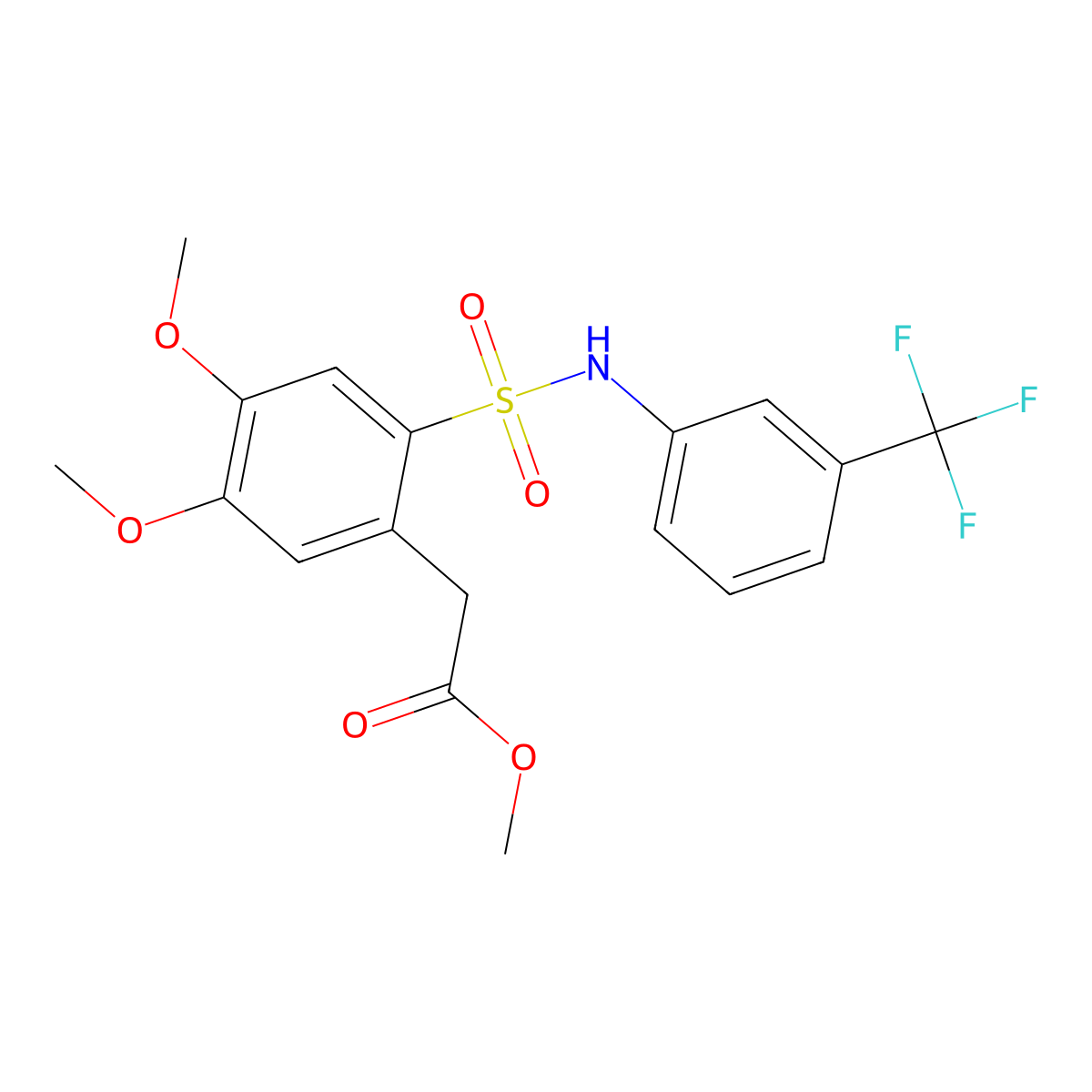 Methyl 2-(4,5-dimethoxy-2-{[3-(trifluoromethyl)phenyl]sulfamoyl}phenyl)acetate molecular structure, CAS 1022045-36-8