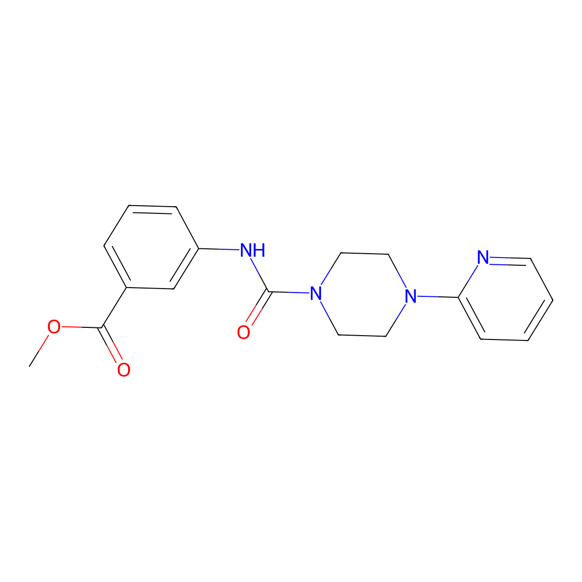 Methyl 3-[(4-pyridin-2-ylpiperazine-1-carbonyl)amino]benzoate molecular structure, CAS 1022049-29-1