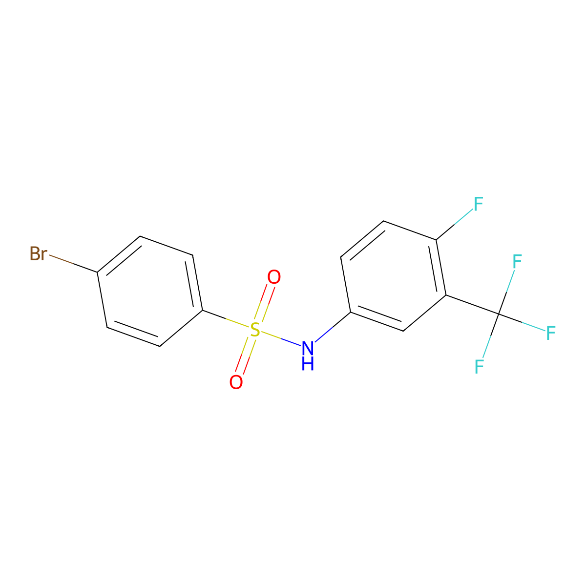 4-Bromo-n-(4-fluoro-3-(trifluoromethyl)phenyl)benzenesulfonamide molecular structure, CAS 1022050-36-7