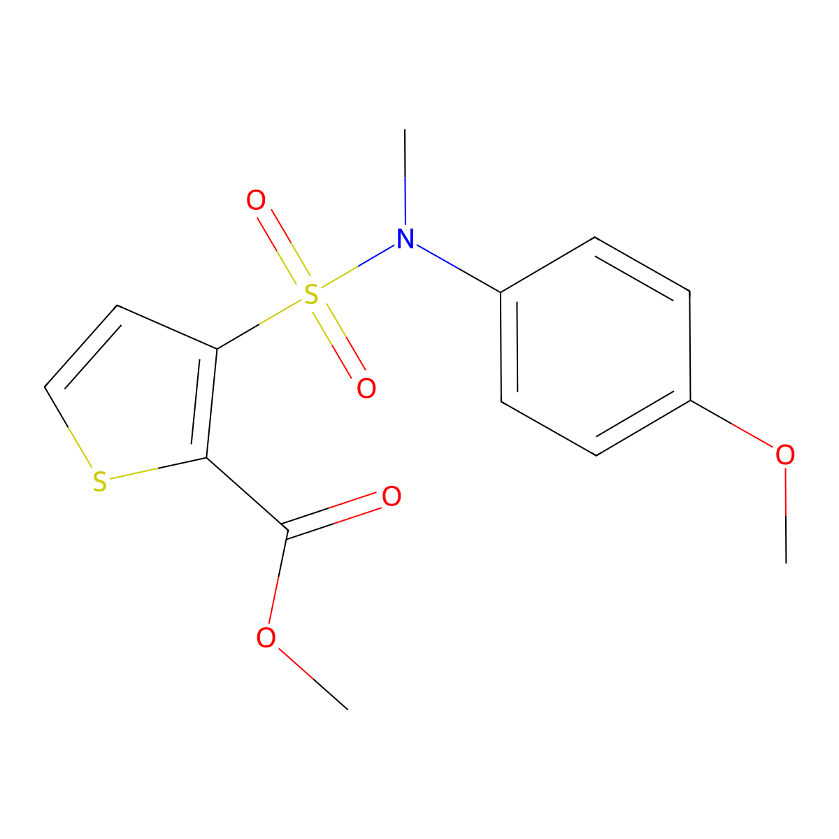 Methyl 3-{[(4-methoxyphenyl)(methyl)amino]sulfonyl}thiophene-2-carboxylate molecular structure, CAS 1022063-73-5