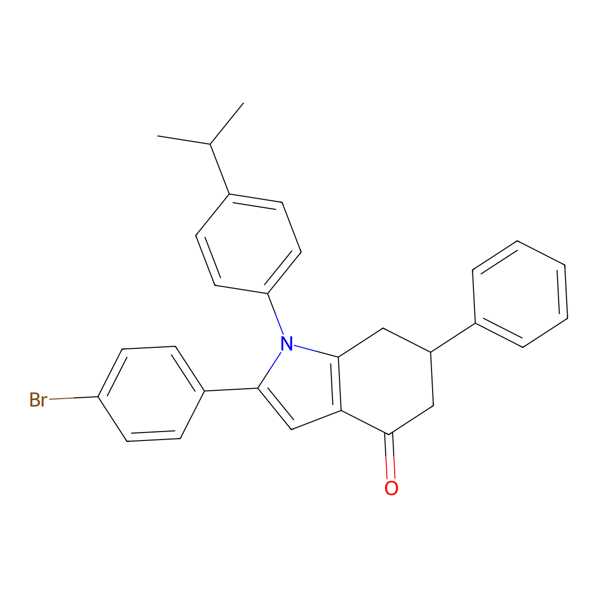 2-(4-Bromophenyl)-1-(4-(isopropyl)phenyl)-6-phenyl-5,6,7-trihydroindol-4-one molecular structure, CAS 1022064-53-4
