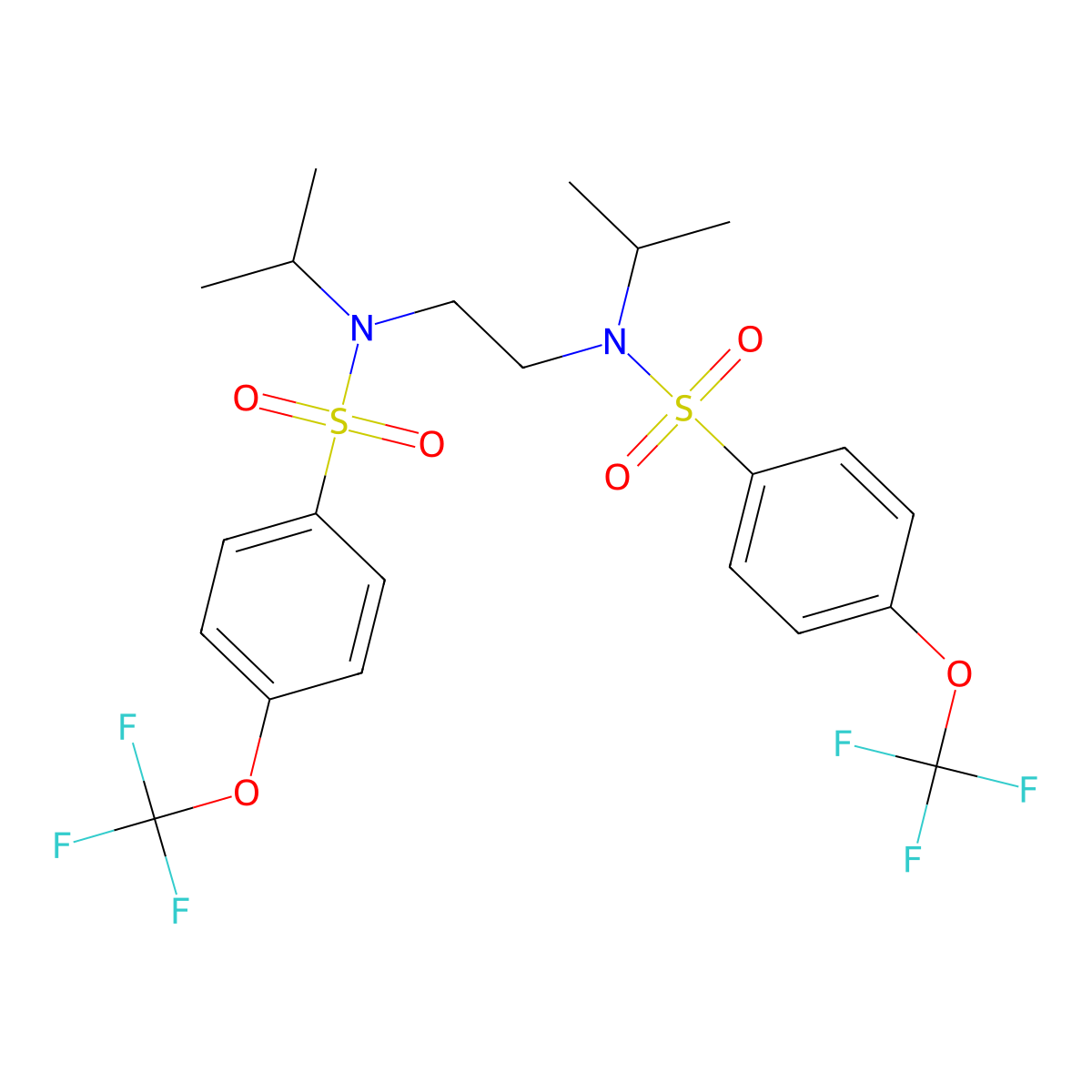 (Isopropyl)(2-((isopropyl)((4-(trifluoromethoxy)phenyl)sulfonyl)amino)ethyl)((4-(trifluoromethoxy)phenyl)sulfonyl)amine molecular structure, CAS 1022065-40-2