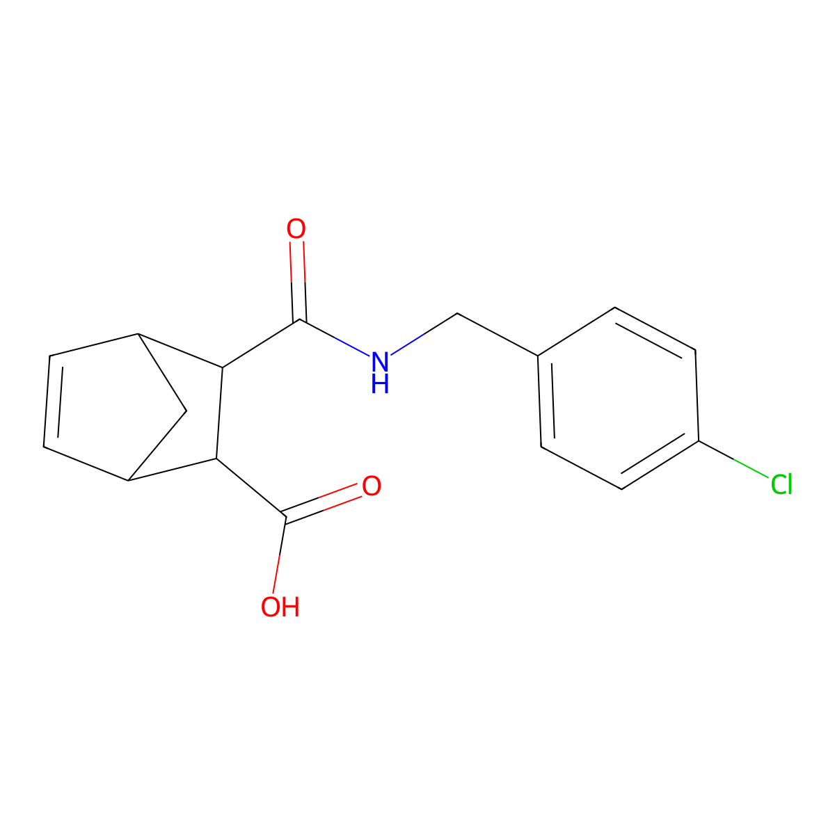 Bicyclo[2.2.1]hept-5-ene-2-carboxylic acid, 3-[[[(4-chlorophenyl)methyl]amino]carbonyl]- molecular structure, CAS 1022066-89-2