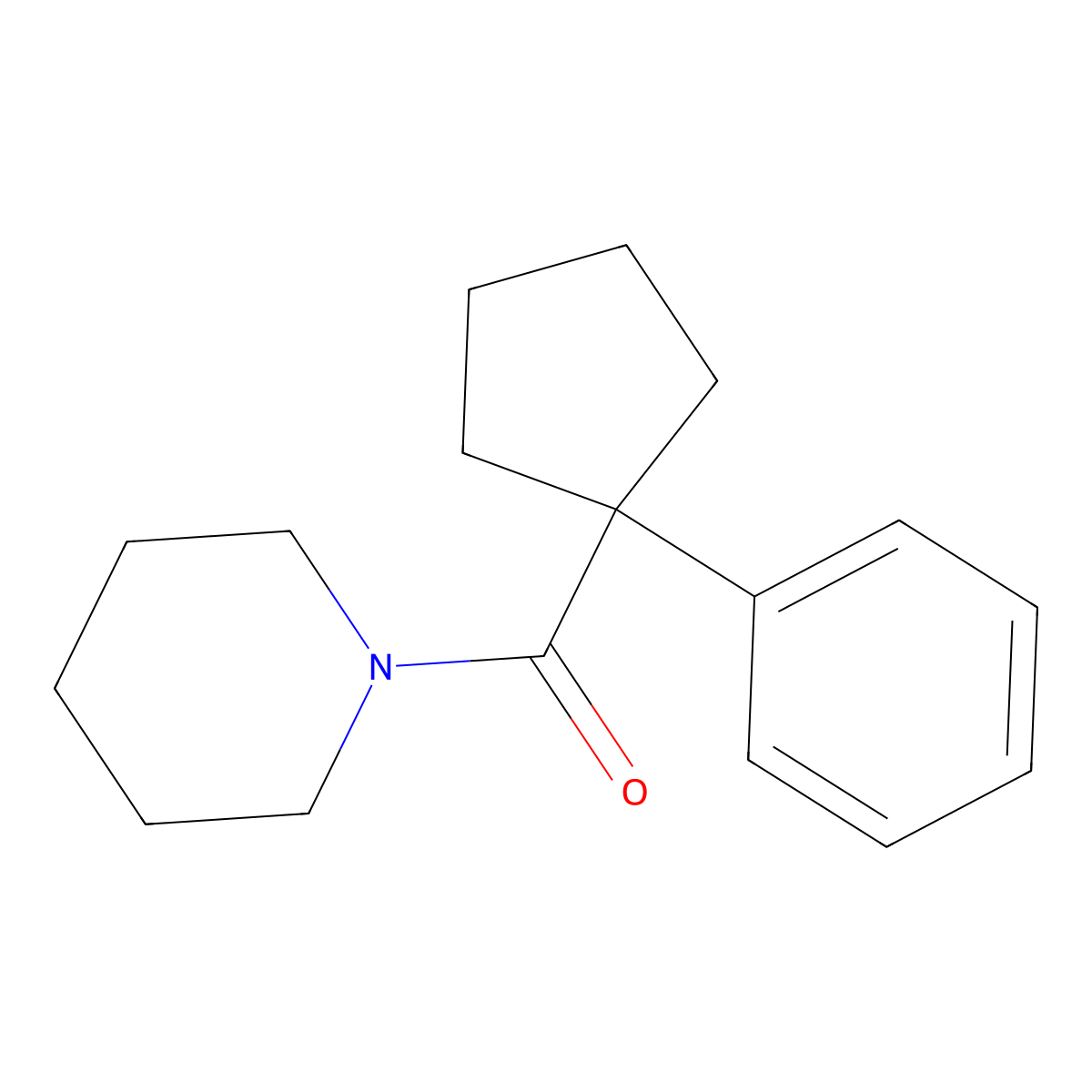 Piperidine, 1-((1-phenylcyclopentyl)carbonyl)- molecular structure, CAS 102207-07-8