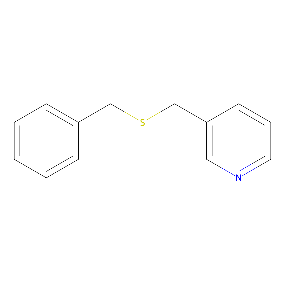 Pyridine, 3-((benzylthio)methyl)- molecular structure, CAS 102207-55-6