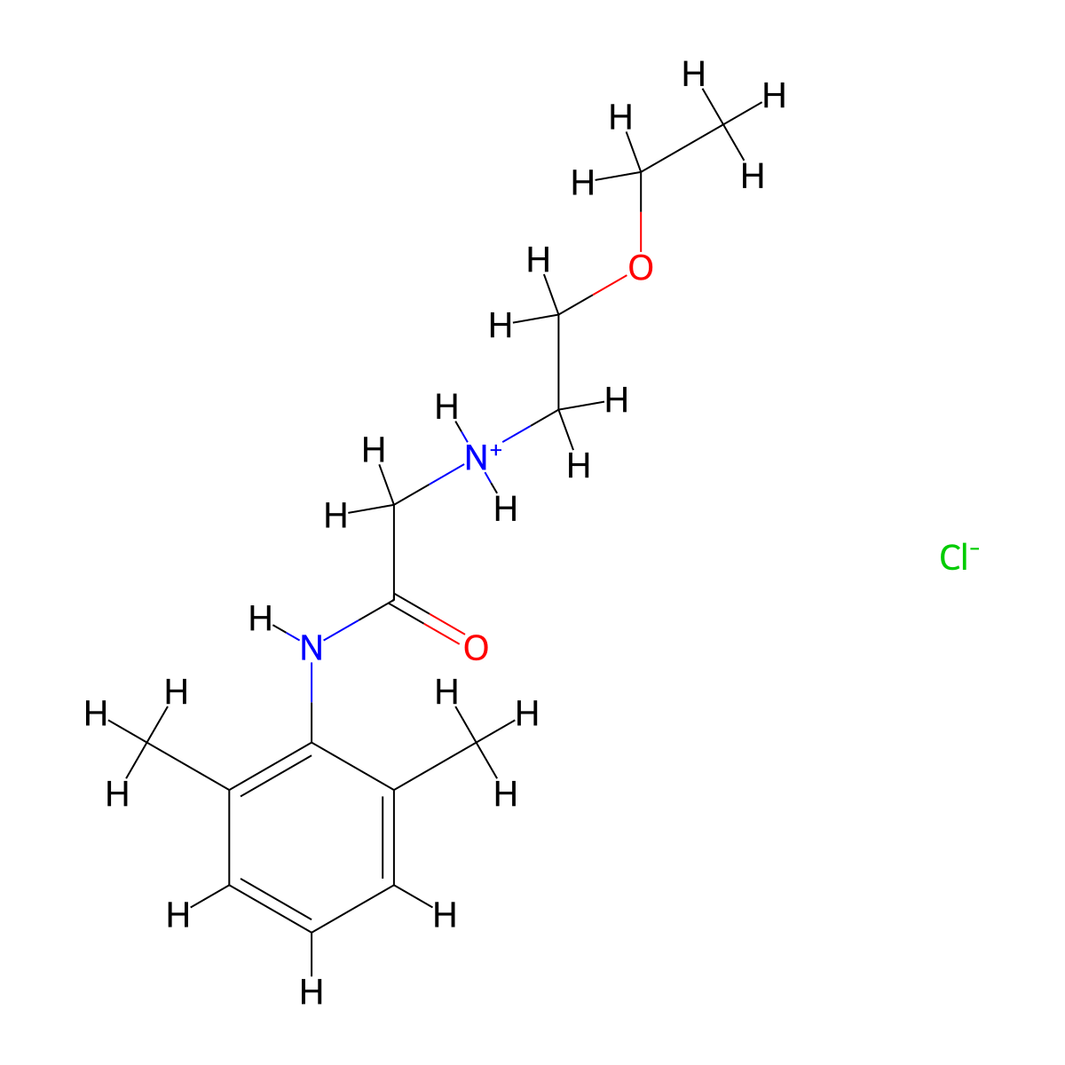 2',6'-Acetoxylidide, 2-(2-ethoxyethylamino)-, hydrochloride molecular structure, CAS 102207-86-3