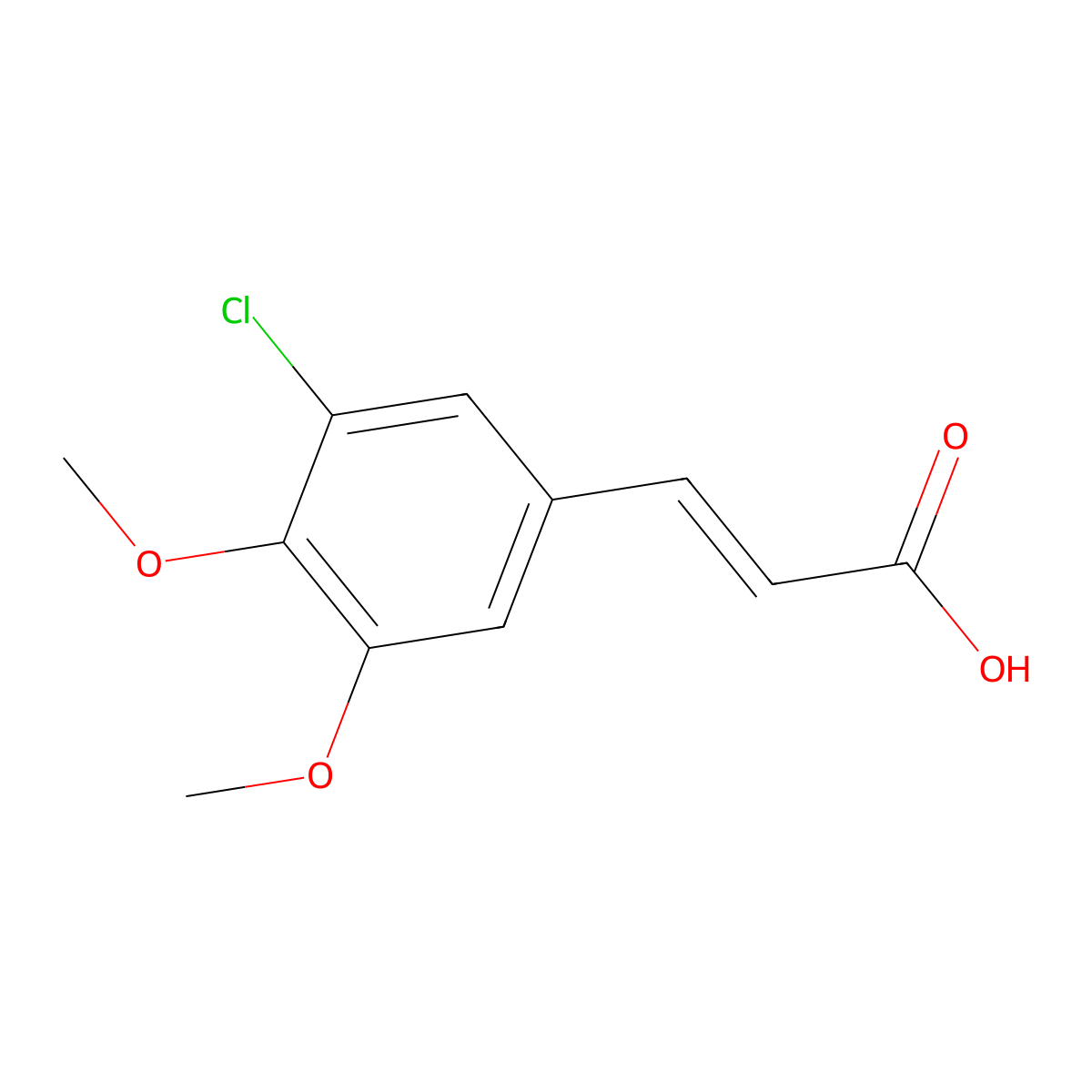 (2E)-3-(3-chloro-4,5-dimethoxyphenyl)prop-2-enoic acid molecular structure, CAS 1022080-99-4