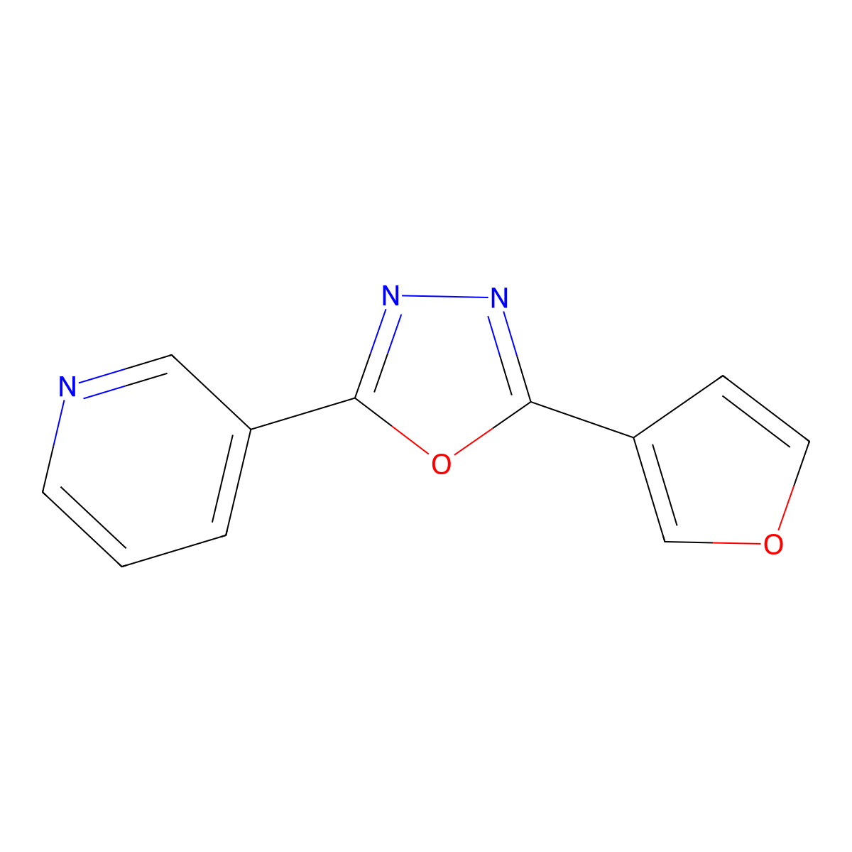 3-(5-Furan-3-yl-[1,3,4]oxadiazole-2-yl)-pyridine molecular structure, CAS 1022090-80-7