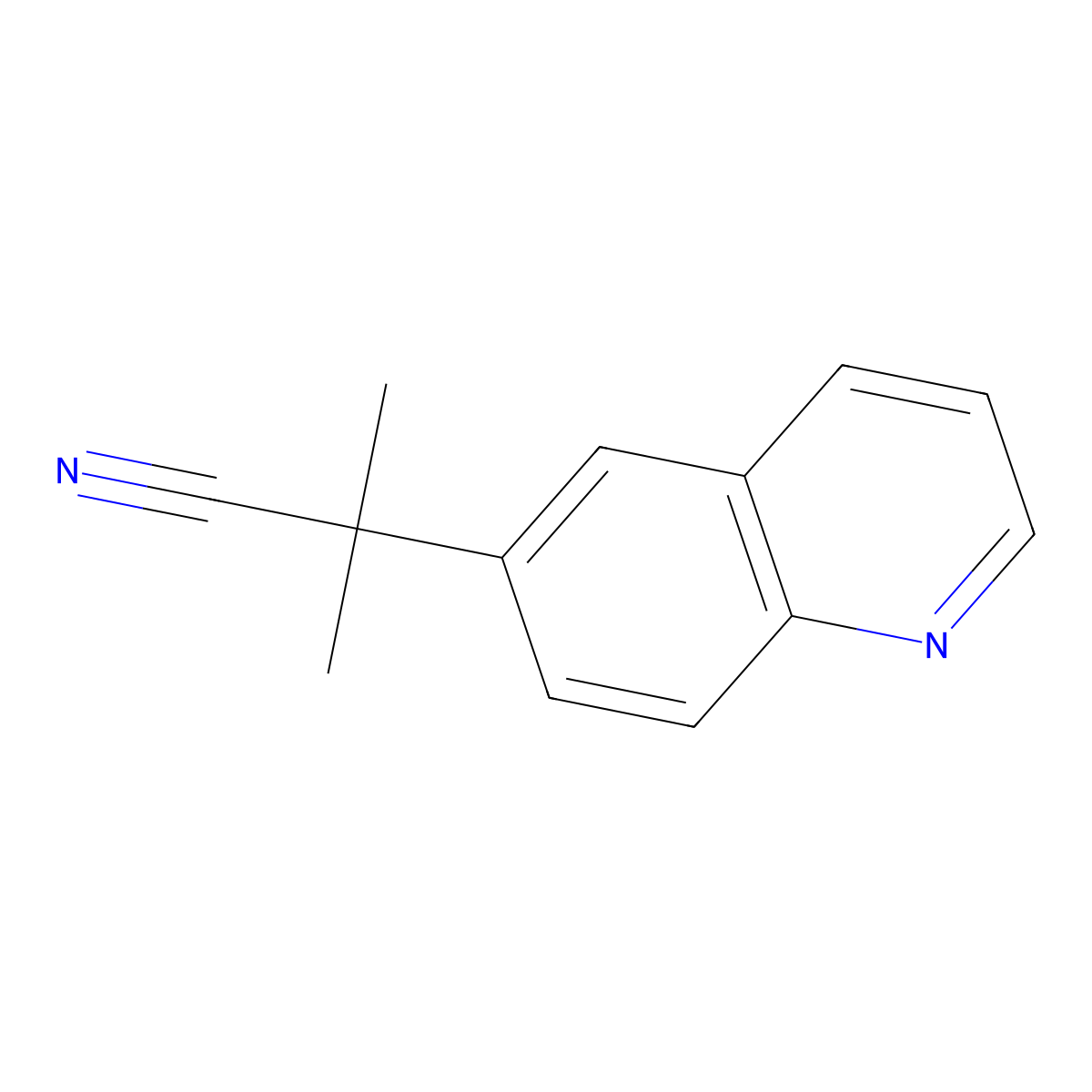 2-Methyl-2-(quinolin-6-yl)propanenitrile molecular structure, CAS 1022091-35-5