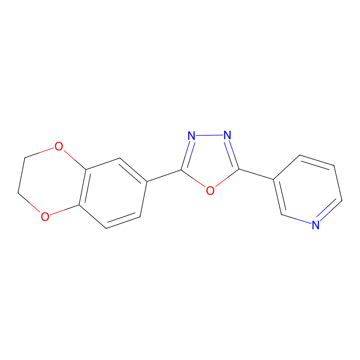 2-(2,3-Dihydrobenzo[b][1,4]dioxin-6-yl)-5-(pyridin-3-yl)-1,3,4-oxadiazole molecular structure, CAS 1022091-57-1