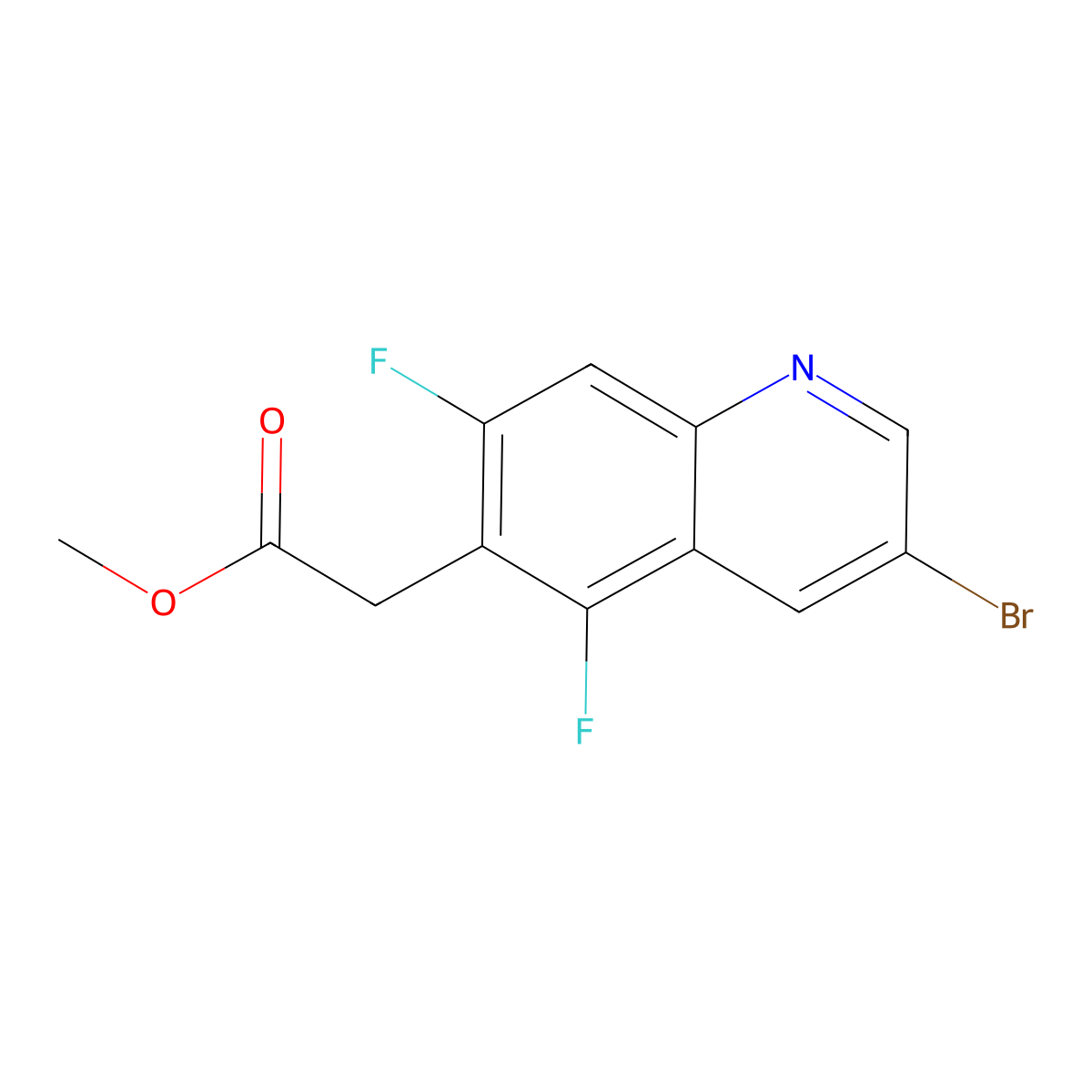 Methyl 2-(3-bromo-5,7-difluoroquinolin-6-yl)acetate molecular structure, CAS 1022092-10-9