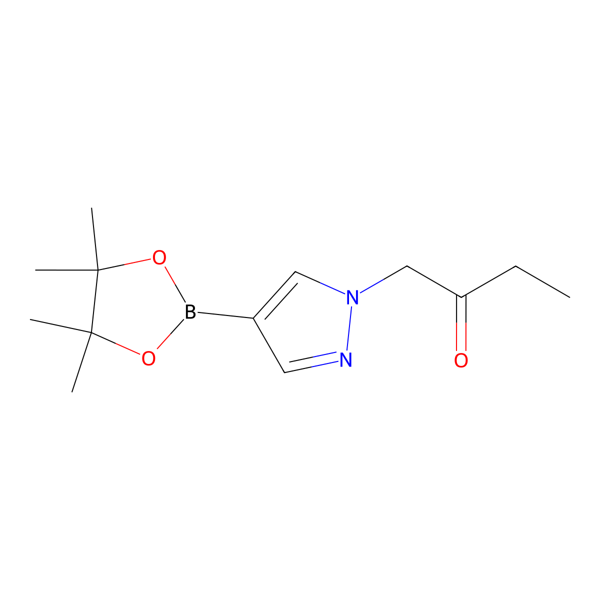 1-(4-(4,4,5,5-tetramethyl-1,3,2-dioxaborolan-2-yl)-1H-pyrazol-1-yl)butan-2-one molecular structure, CAS 1022092-31-4