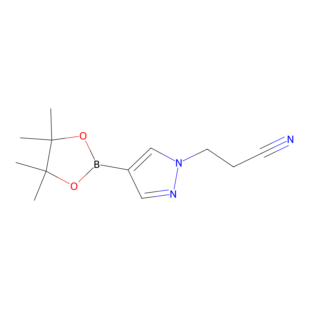 4-(4,4,5,5-Tetramethyl-1,3,2-dioxaborolan-2-yl)-1H-pyrazole-1-propanenitrile molecular structure, CAS 1022092-33-6