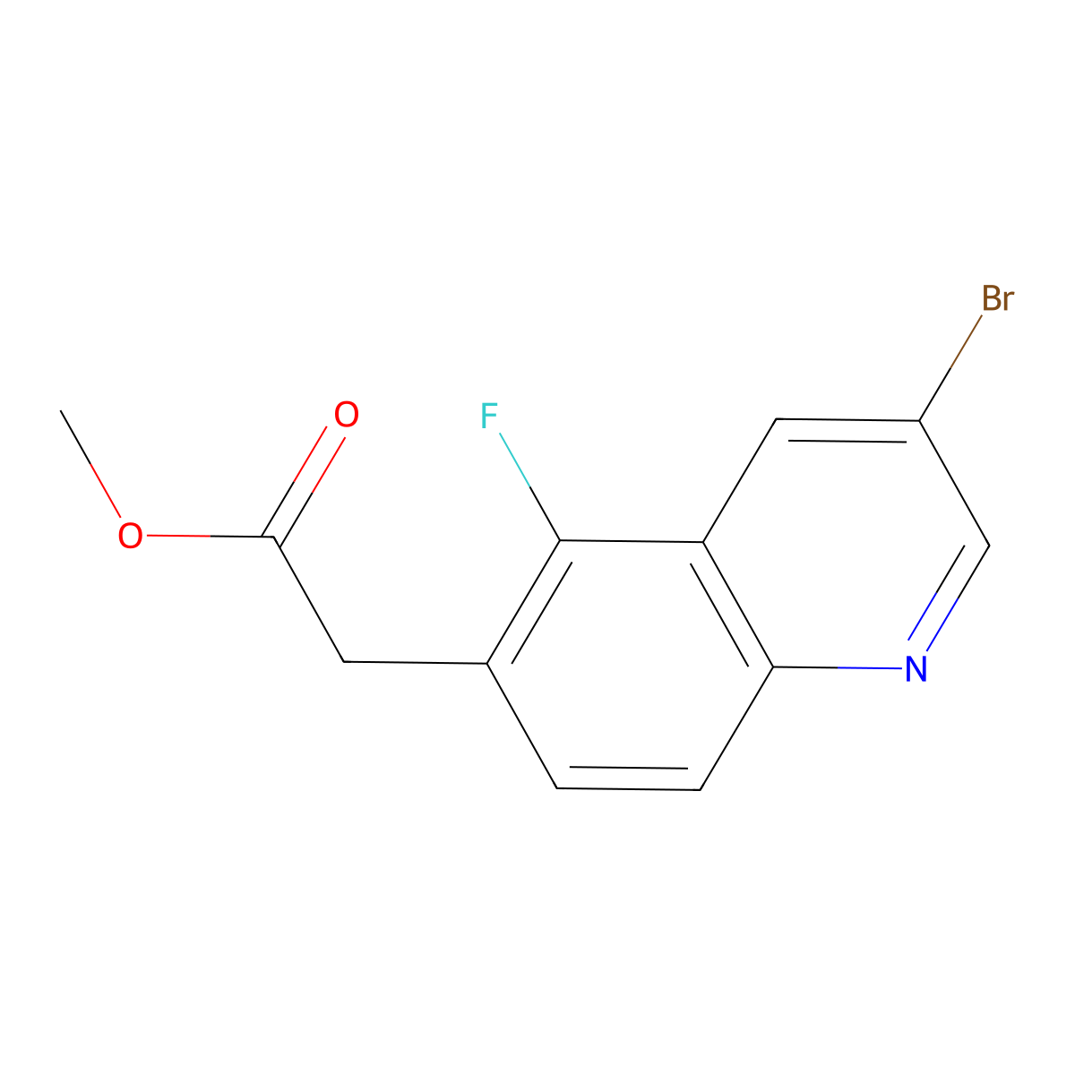 Methyl 2-(3-bromo-5-fluoroquinolin-6-yl)acetate molecular structure, CAS 1022092-63-2
