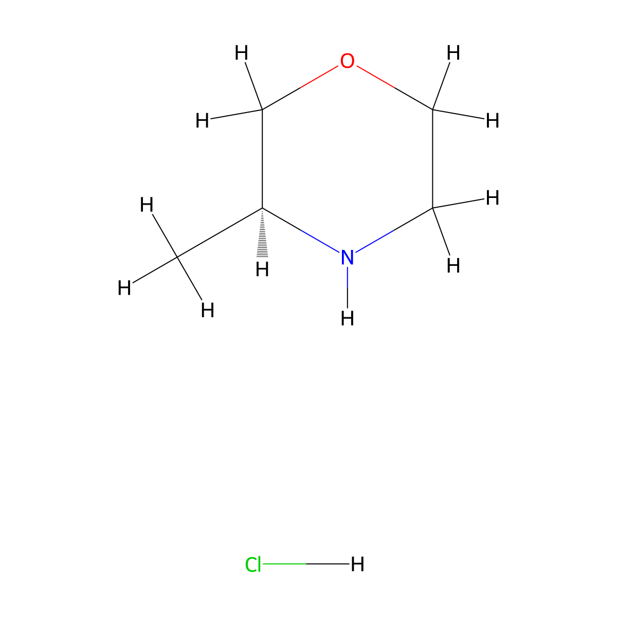 (3S)-3-methylmorpholine hydrochloride molecular structure, CAS 1022094-03-6