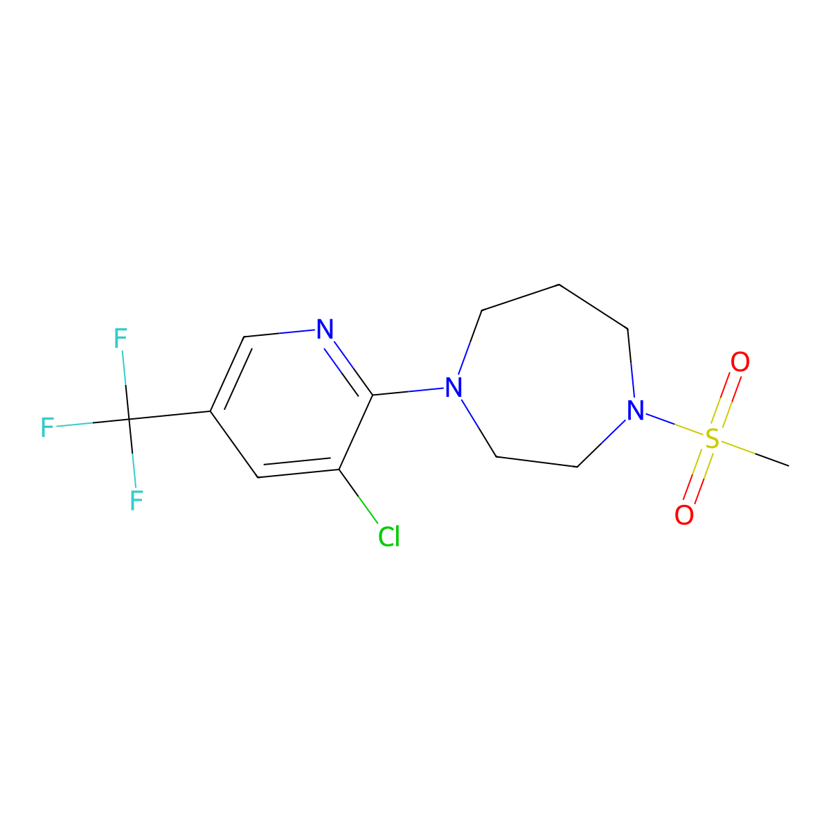 1-[3-Chloro-5-(trifluoromethyl)pyridin-2-yl]-4-methanesulfonyl-1,4-diazepane molecular structure, CAS 1022094-80-9
