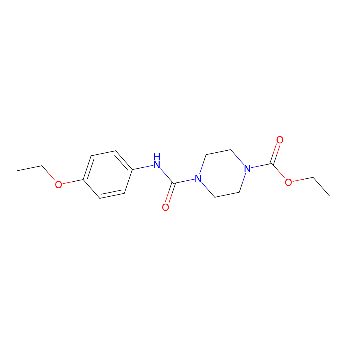 Ethyl 4-[(4-ethoxyphenyl)carbamoyl]piperazine-1-carboxylate molecular structure, CAS 1022100-71-5