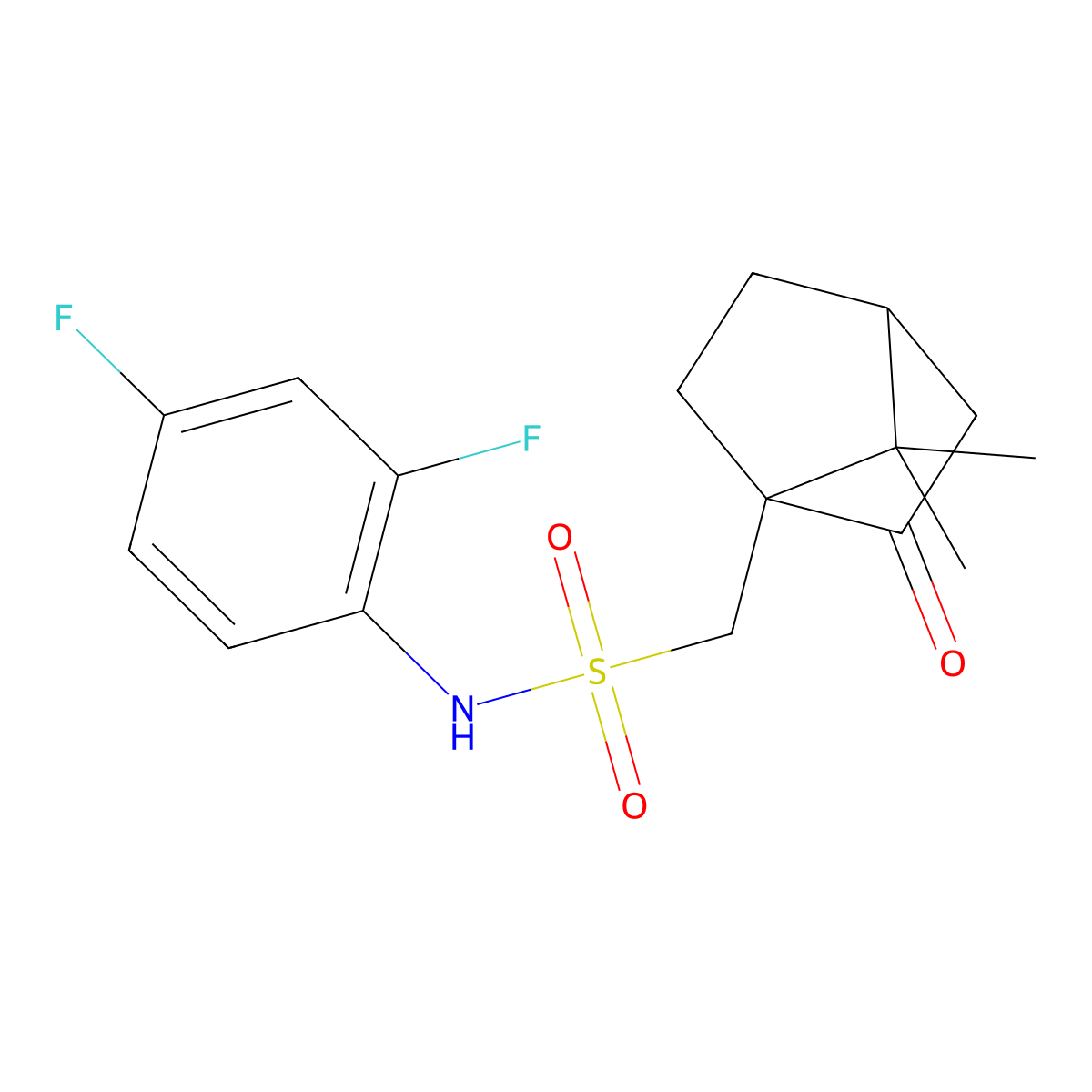 N-(2,4-difluorophenyl)(7,7-dimethyl-2-oxobicyclo[2.2.1]hept-1-yl)methanesulfonamide molecular structure, CAS 1022105-84-5