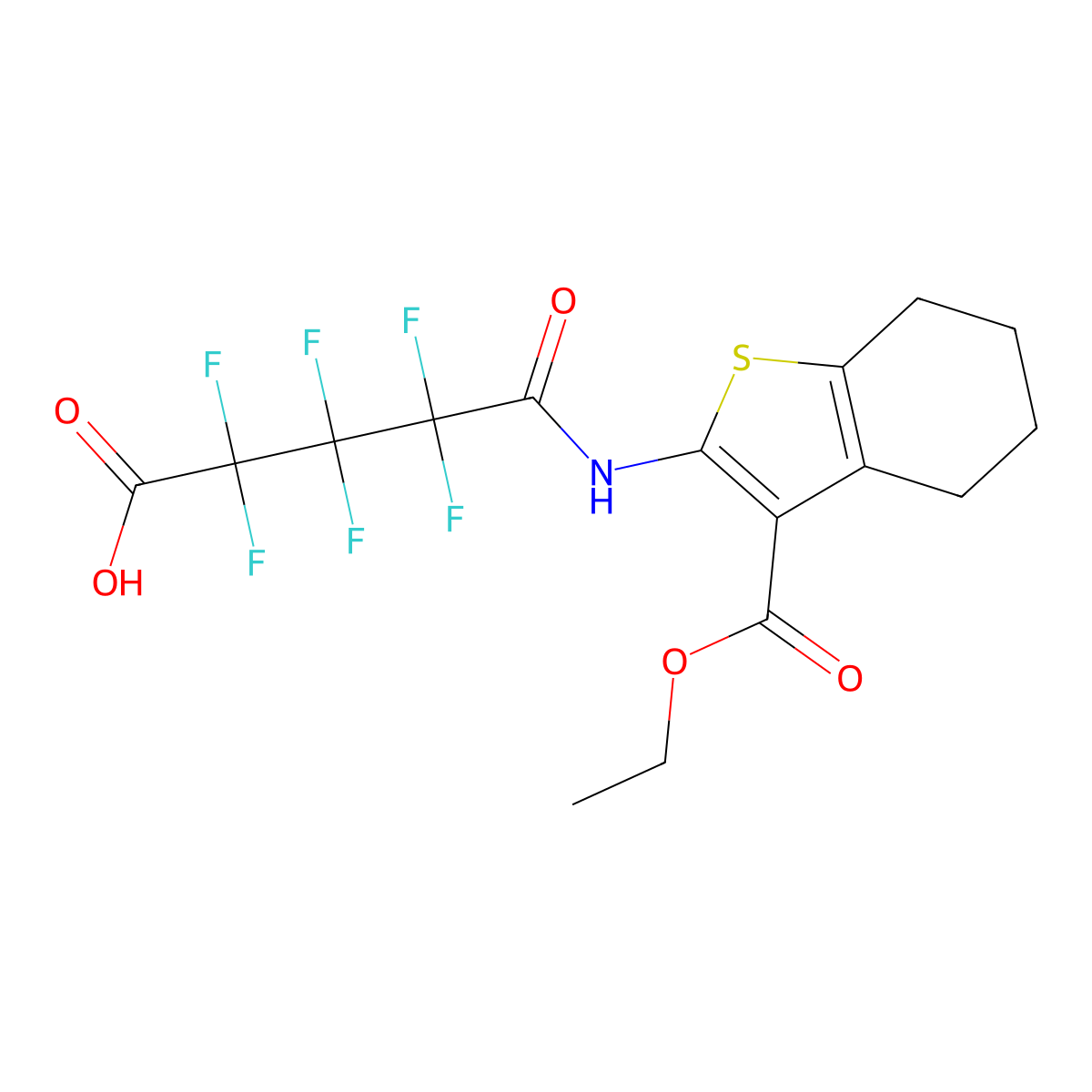 5-[(3-Ethoxycarbonyl-4,5,6,7-tetrahydro-1-benzothiophen-2-yl)amino]-2,2,3,3,4,4-hexafluoro-5-oxopentanoic acid molecular structure, CAS 1022107-35-2
