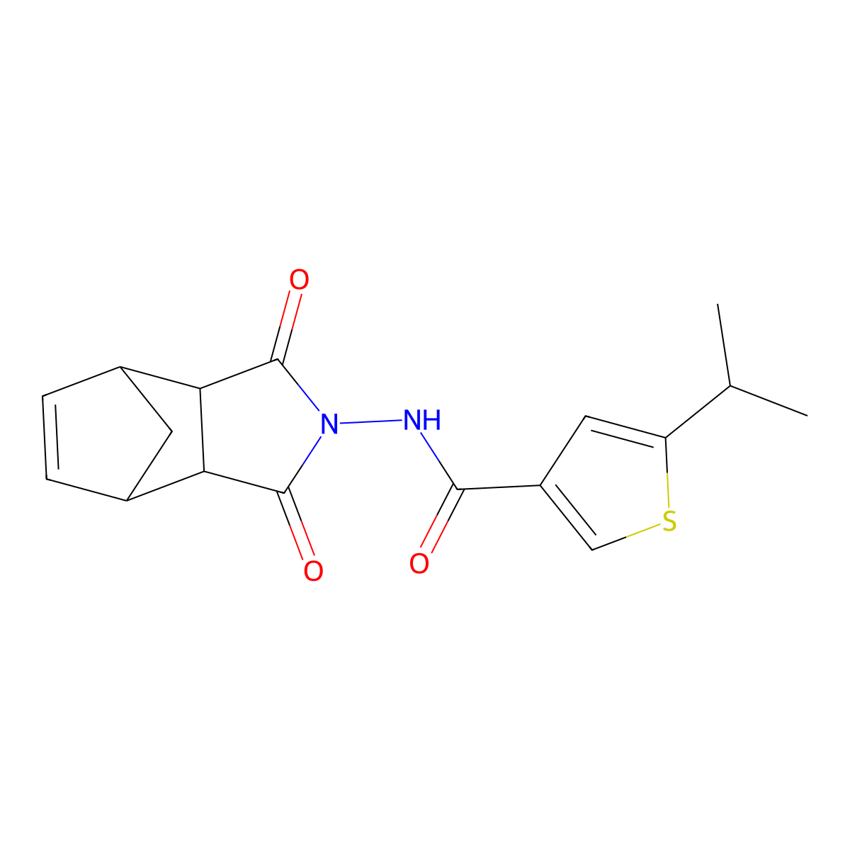N-(1,3-dioxo-1,3,3a,4,7,7a-hexahydro-2H-4,7-methanoisoindol-2-yl)-5-(propan-2-yl)thiophene-3-carboxamide molecular structure, CAS 1022115-05-4